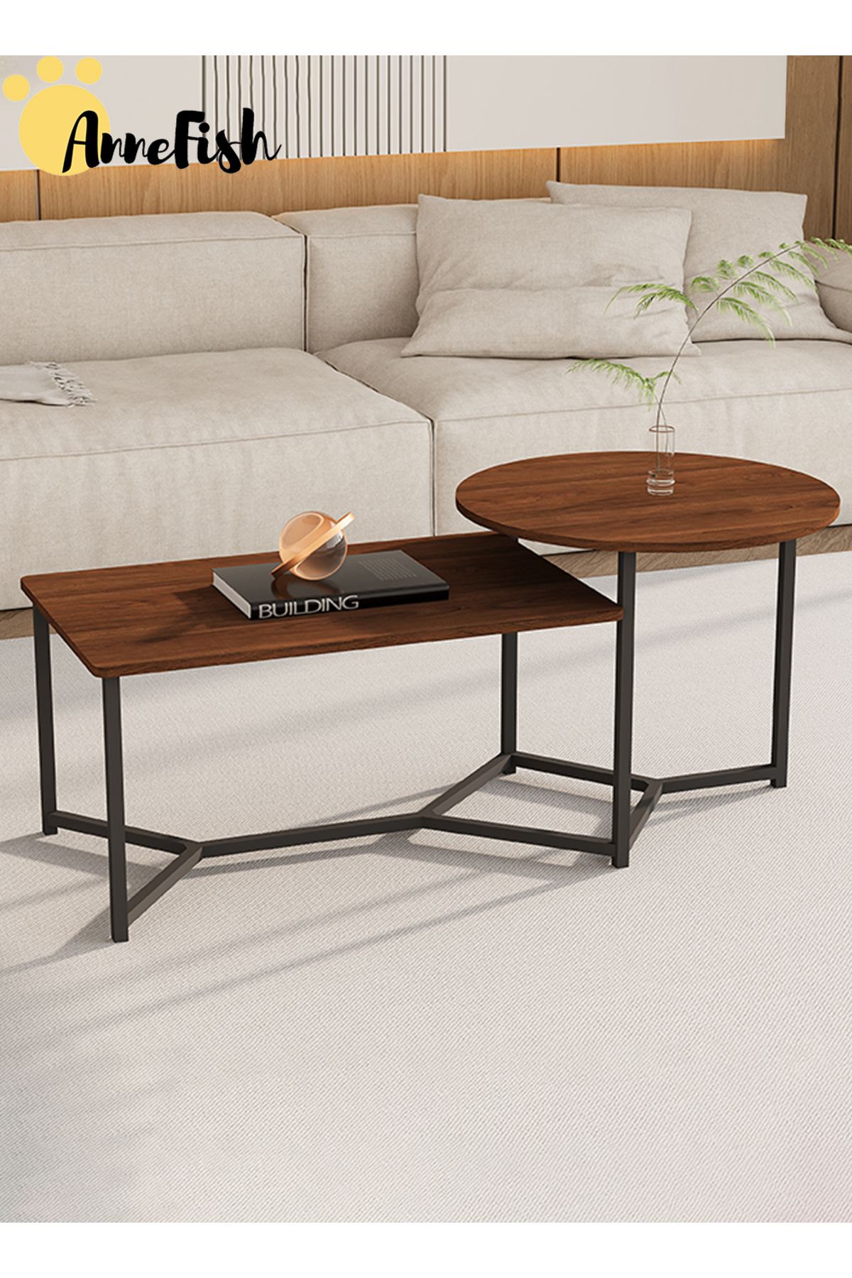 AnneFish-Double Layer Coffee Table Simple European Style Double Layer Home Sofa Center Table For Living Room 3