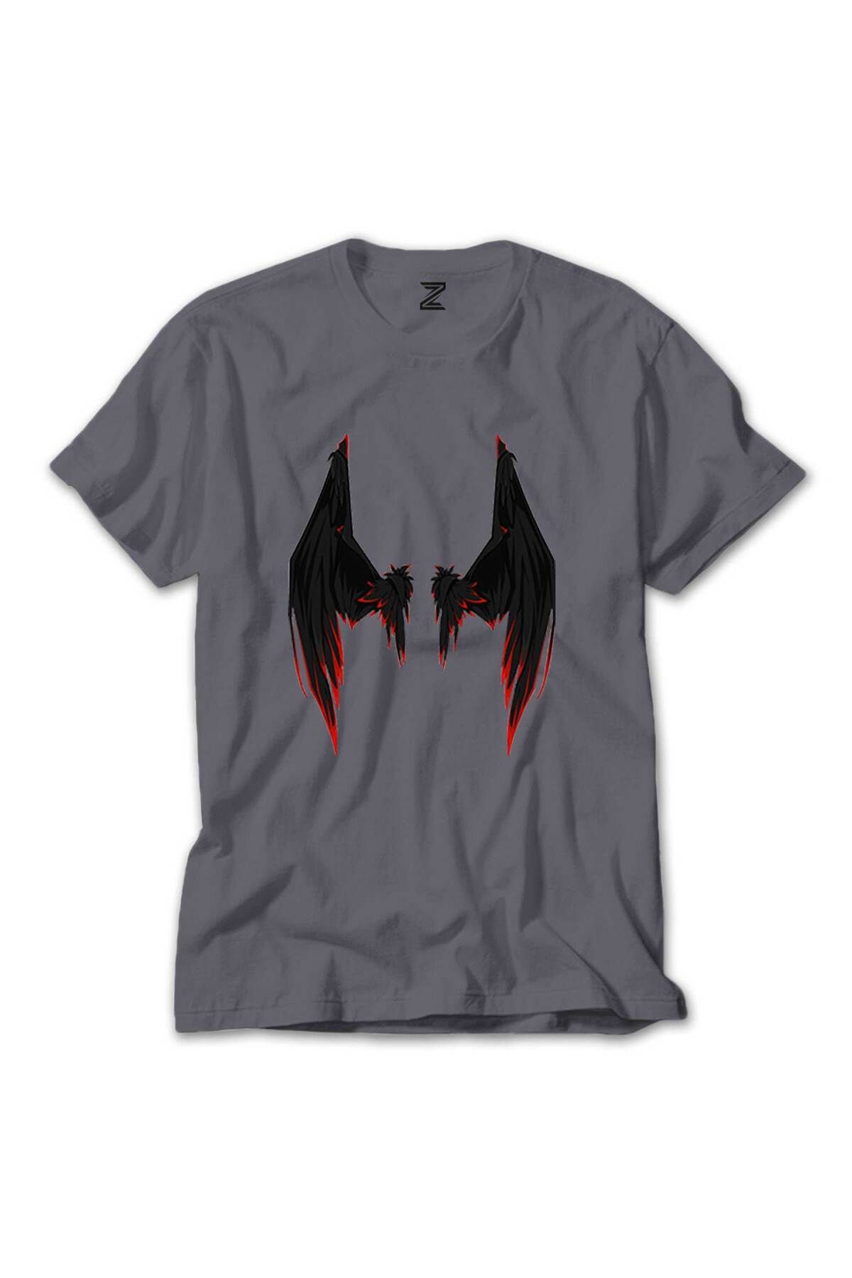 WAKHA Lucifer Black Wing Gri Tişört