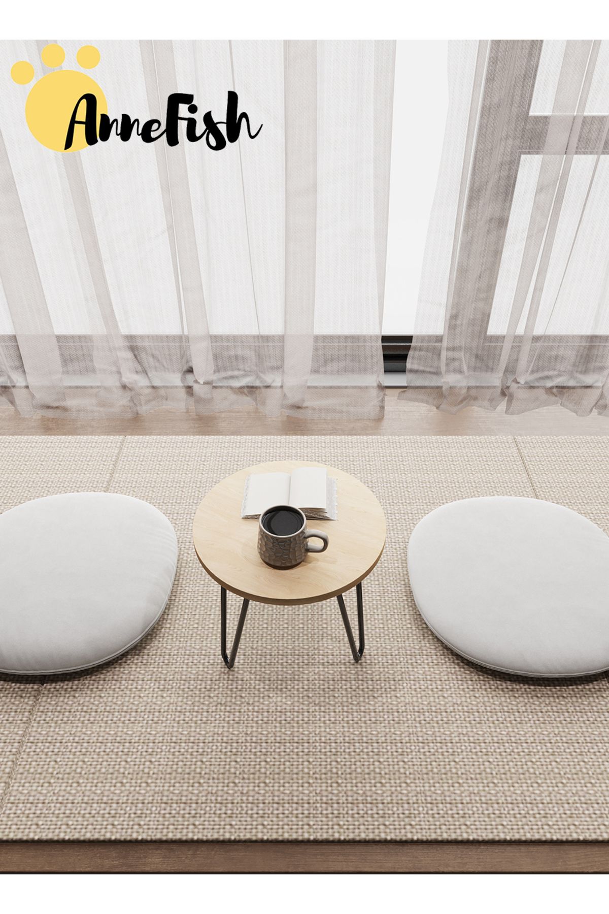 AnneFish-5pcs Floor Coffee Table Set Low Round Home Nesting Friends Gathering Table Set Of 5 Side Table 7