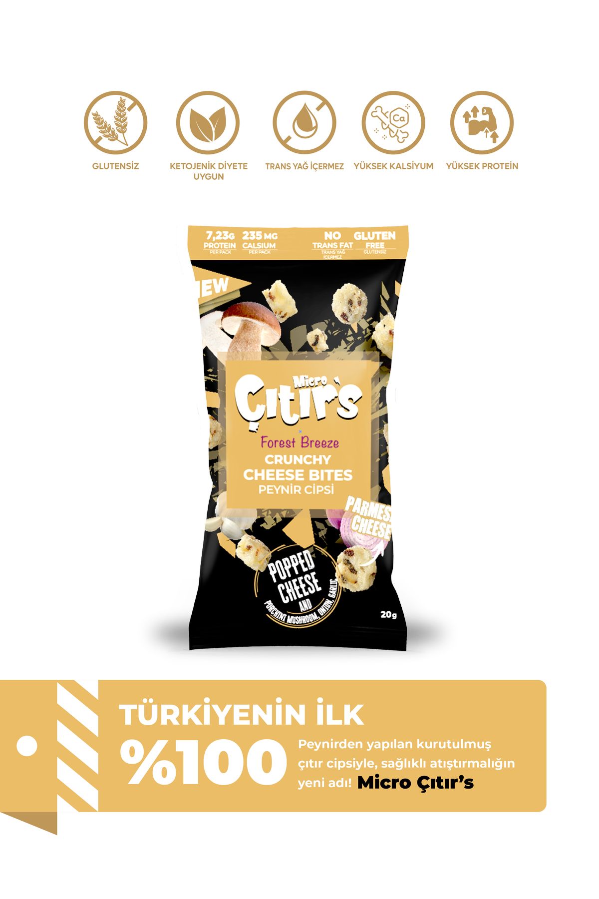 Micro Çıtır's Gerçek Porçini Mantarlı Parmesan Peyniri Cipsi 20 gr