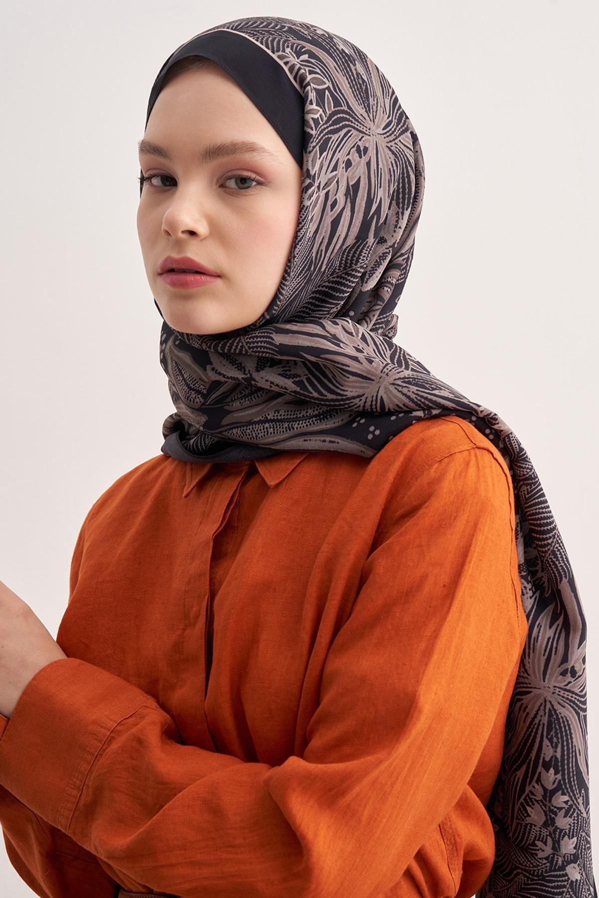 carell Lily Lacivert Vela Floş Şal