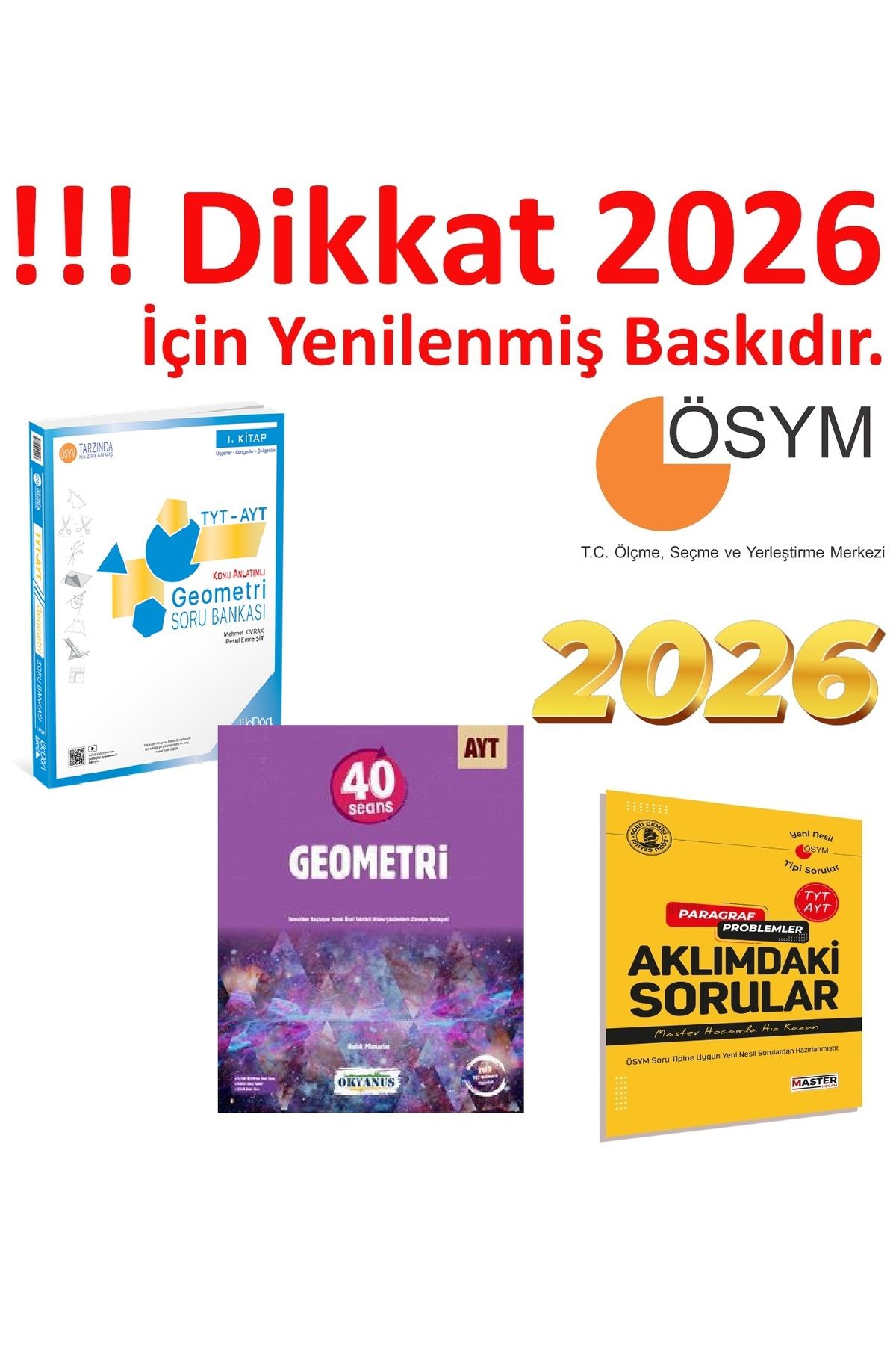 Okyanus Yayıncılık Okyanus Yayınları AYT 40 Seans Geometri & Üç Dört Beş TYT-AYT Geometri Soru Bankası Güncel Baskı