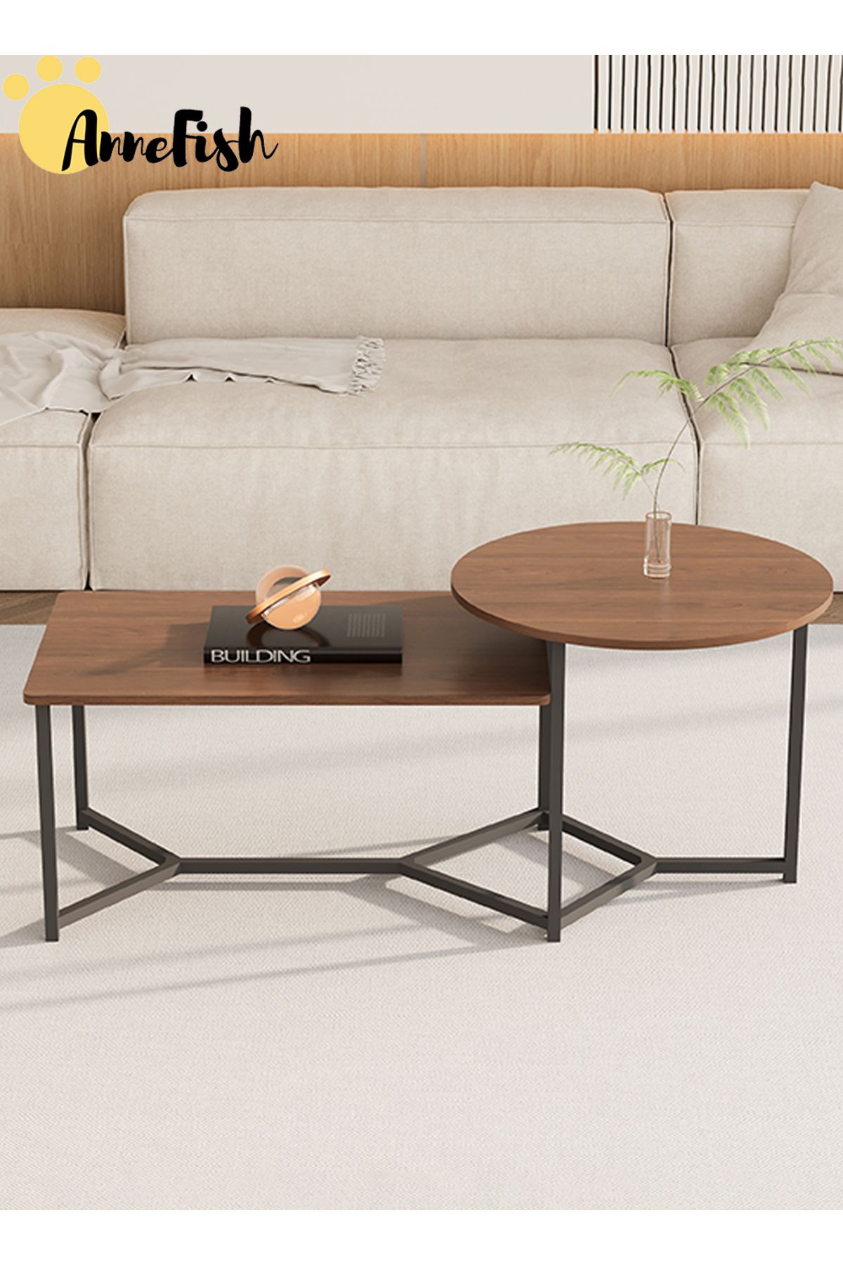 AnneFish-Double Layer Coffee Table Simple European Style Double Layer Home Sofa Center Table For Living Room 2