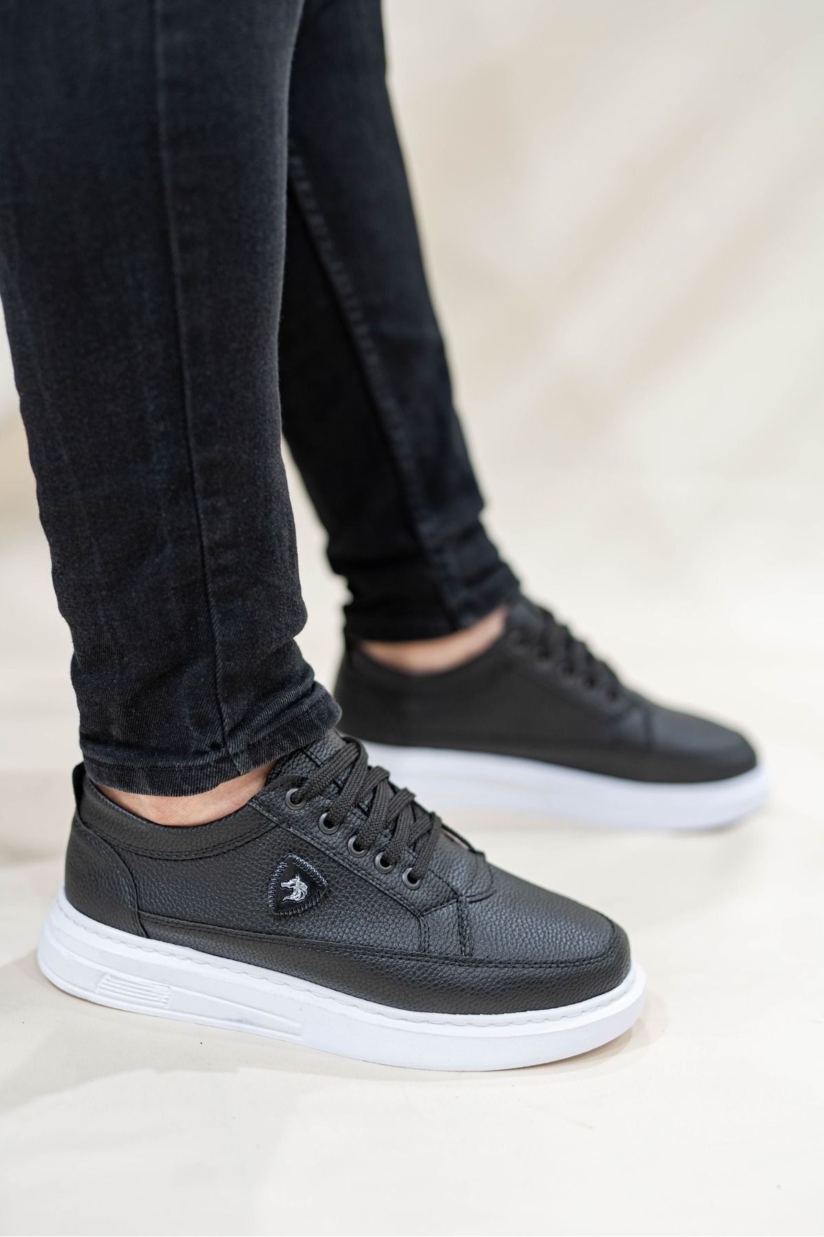 Nubbock Erkek Siyah Beyaz AmblNKli Bağcıklı Günlük Casual Ayakkabı Sneaker NK4050