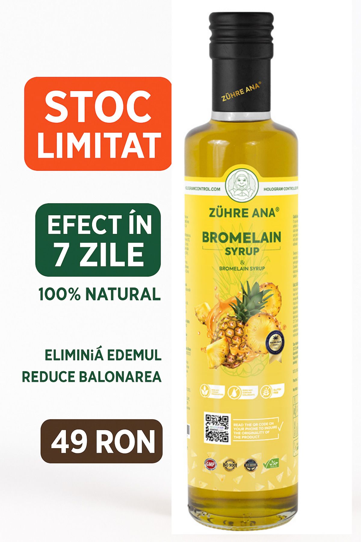 Zühre Ana-Natural Syrup With Bromelain 250ml – Reduces Inflammation, Supports Digestion and Eliminates Edema 1