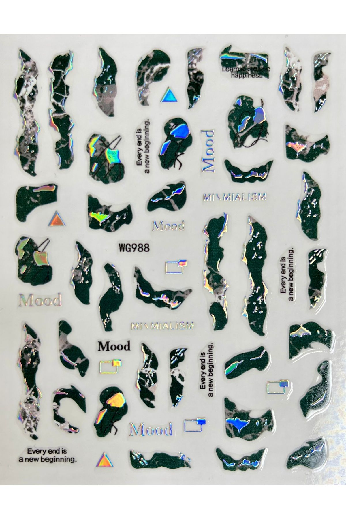 zeinapp Kendinden Yapışkanlı 3D Mermer Soyut Figürlü Hologram Tırnak Sticker Nail Sticker
