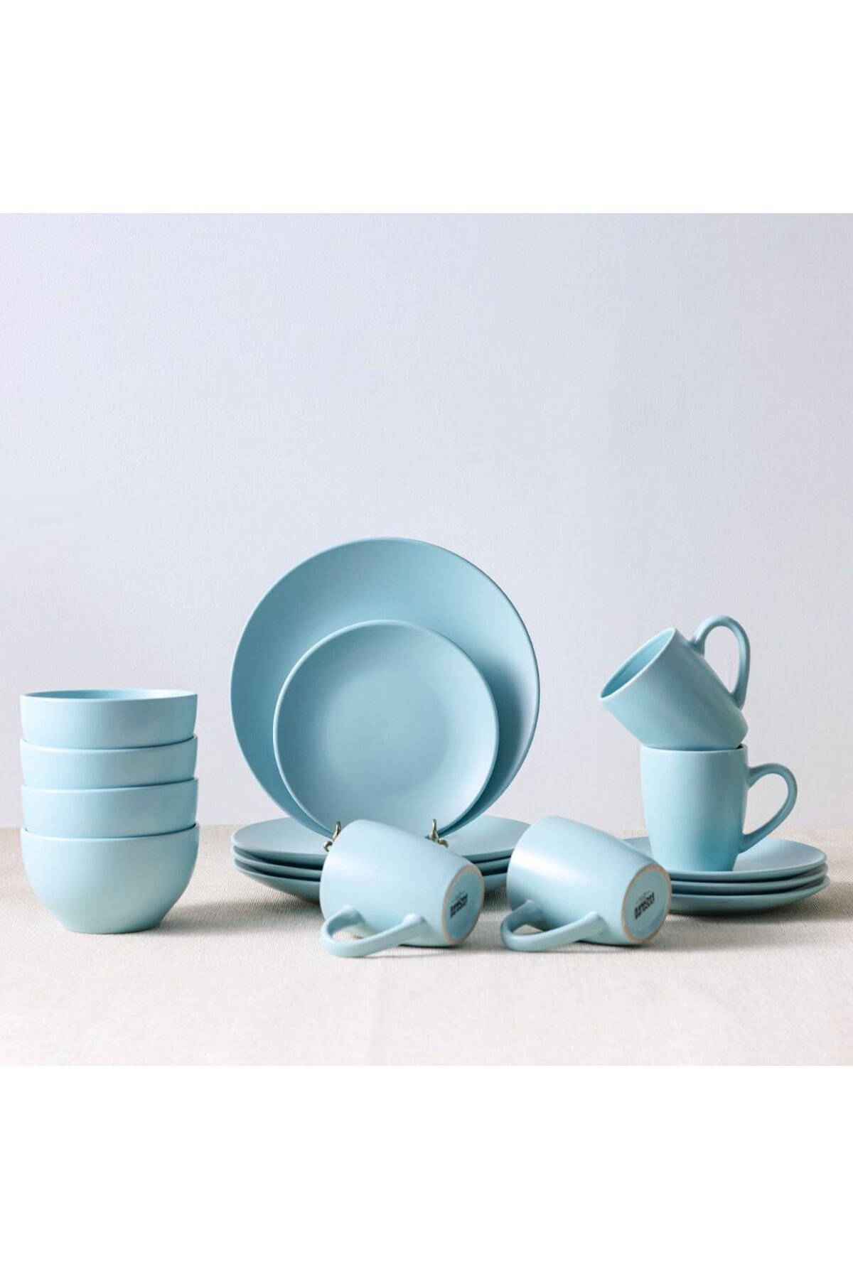 Danube Home-Apollo 16-Piece Color Glazed Stoneware Dinner Set -Serves 4 Turquoise 7