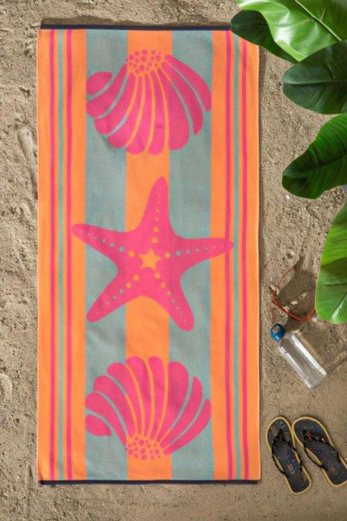 Özdilek Pink Shell Plaj Havlusu, Büyük Boy Plaj Havlusu 100x180