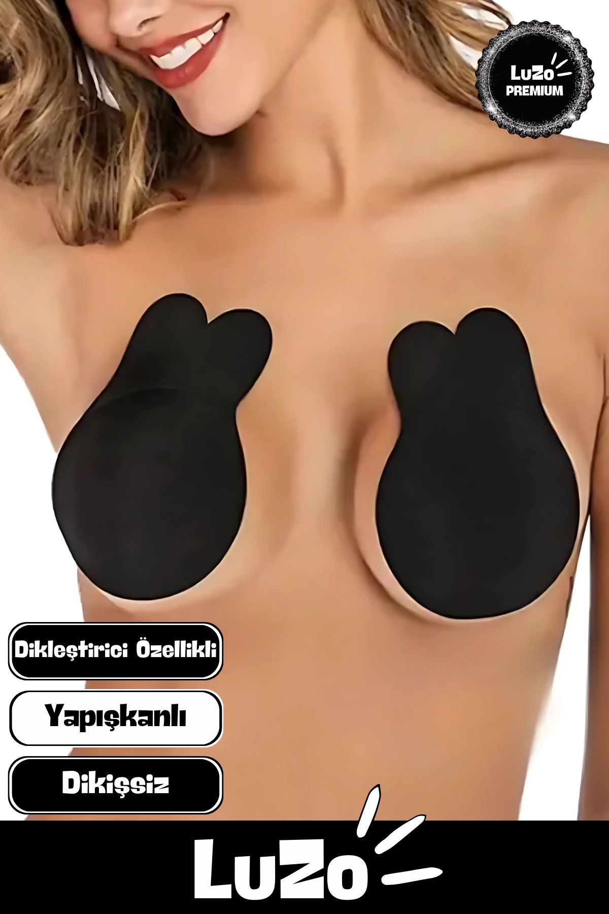 LuZo Premium Seri Göğüs Dolgun Gösteren Dikleştiren Dikişsiz Göğüs Ucu Kapatıcı Hayalet Tavşan Sütyen