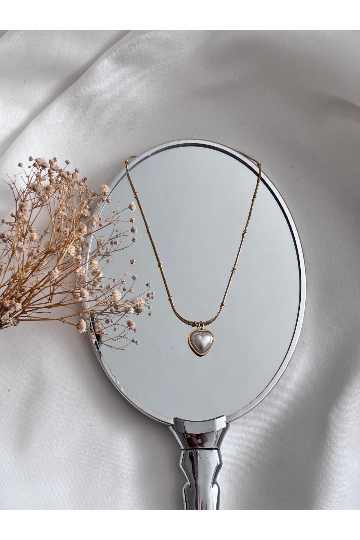 MODA Dorika Zincirli Kalp Kolye - Gold