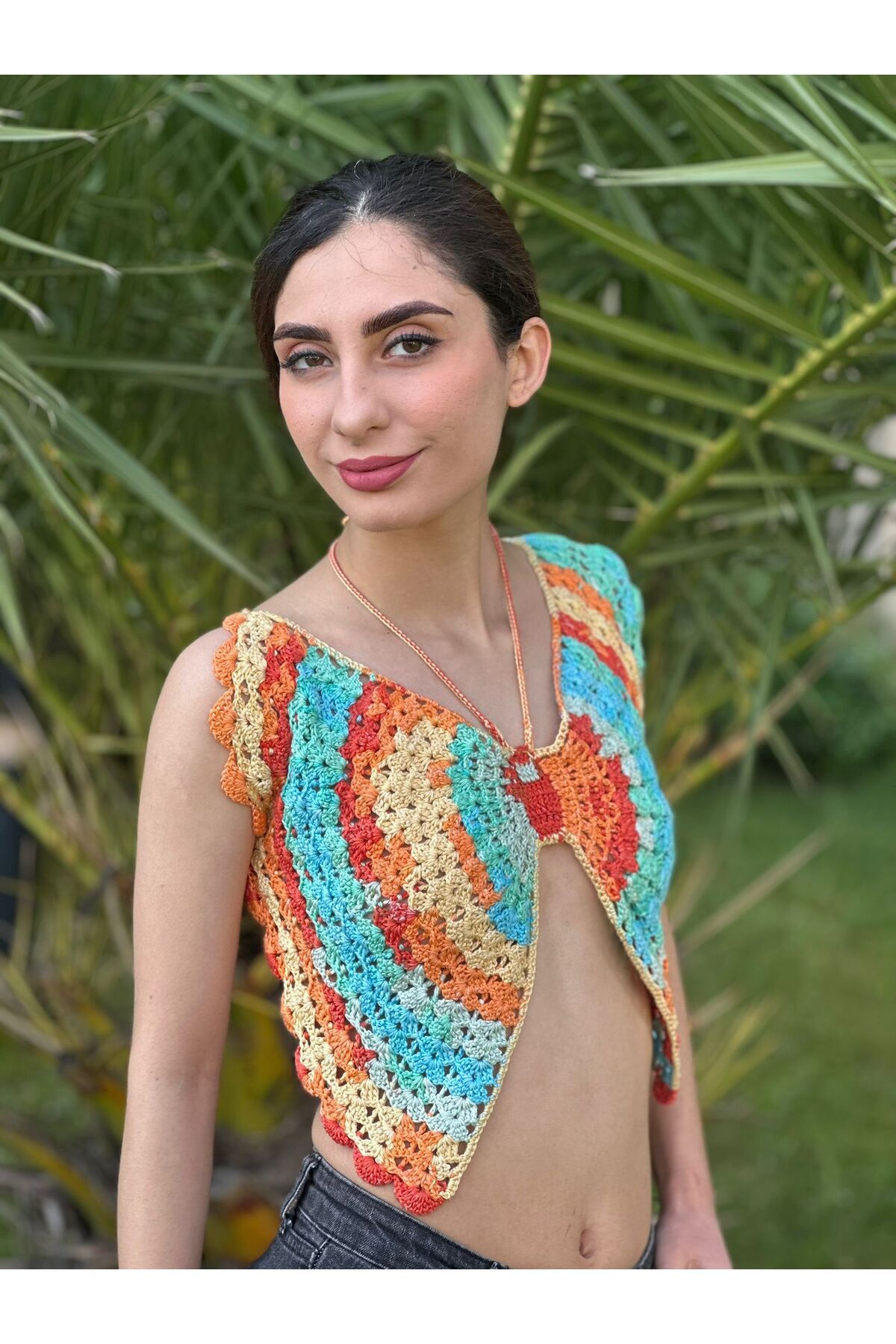 Gönülden Tasarım EL ÖRGÜSÜ KELEBEK CROP BÜSTİYER STANDART BEDEN