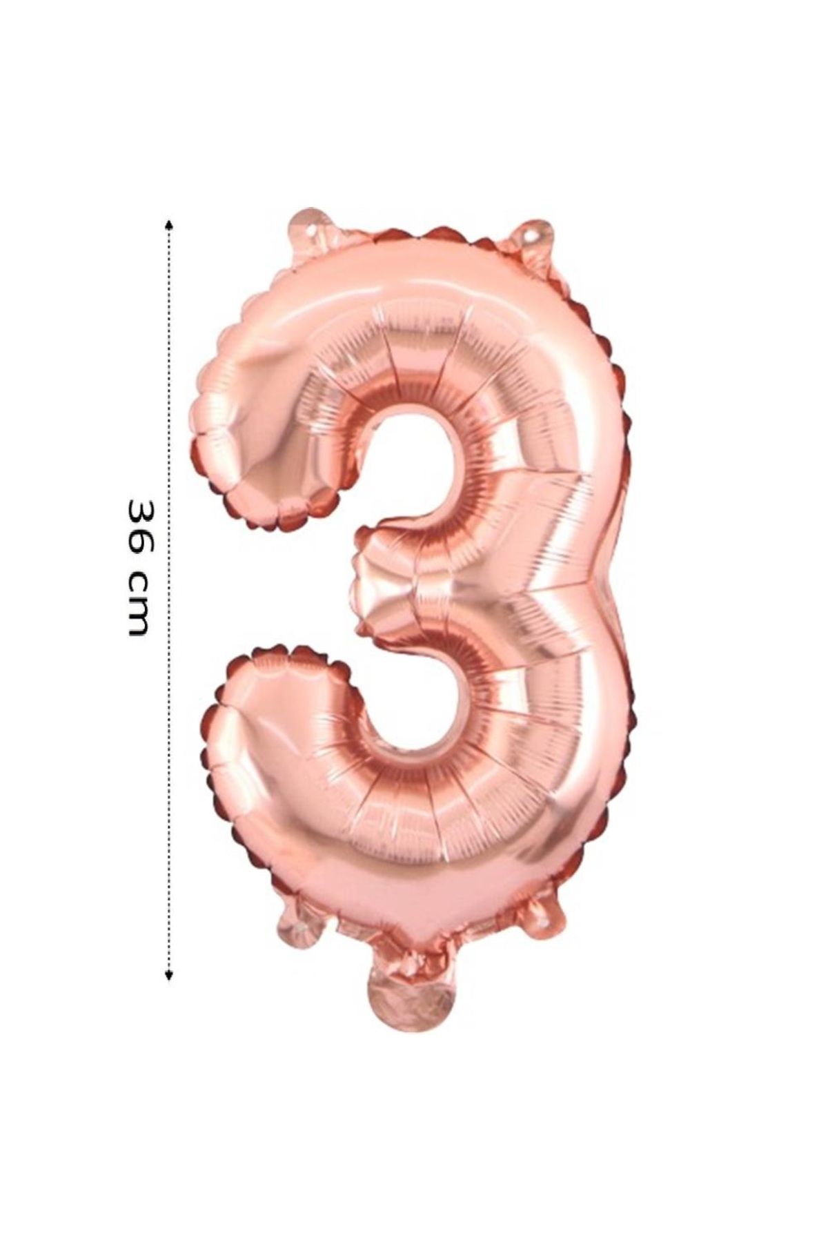 Onay Store Folyo Balon 3 Rakamı Helyum Balon 36 Cm Rose Gold Renk - 3 Yaş Balonu - 3 Yaş Balon -3 Rakam Balon