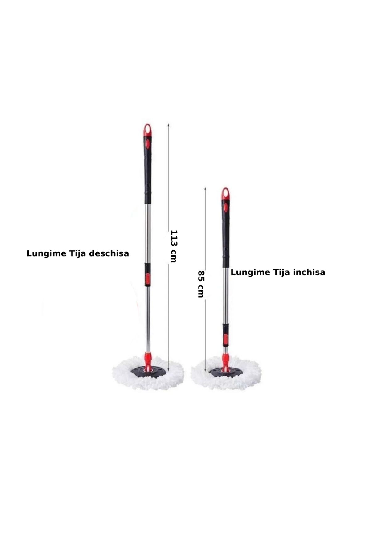 PAA-home-PAA-home Rotary Mop Set, Bucket with Removable Wringer, 360° Handle, 2 Cloths, Black Red 2