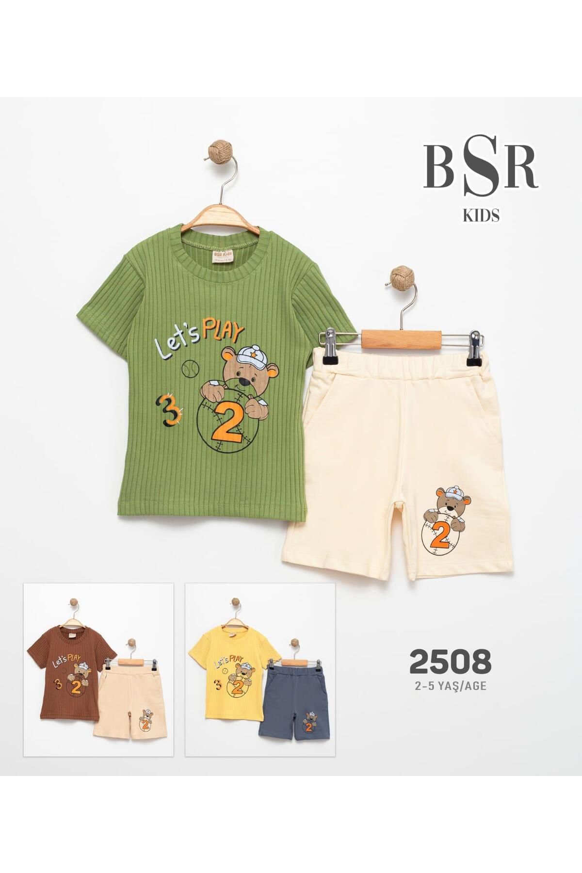 MODA Yazılı Hayvanlı Sayılı T-Shirt Şort Çocuk Takımı / Bebek Takımı