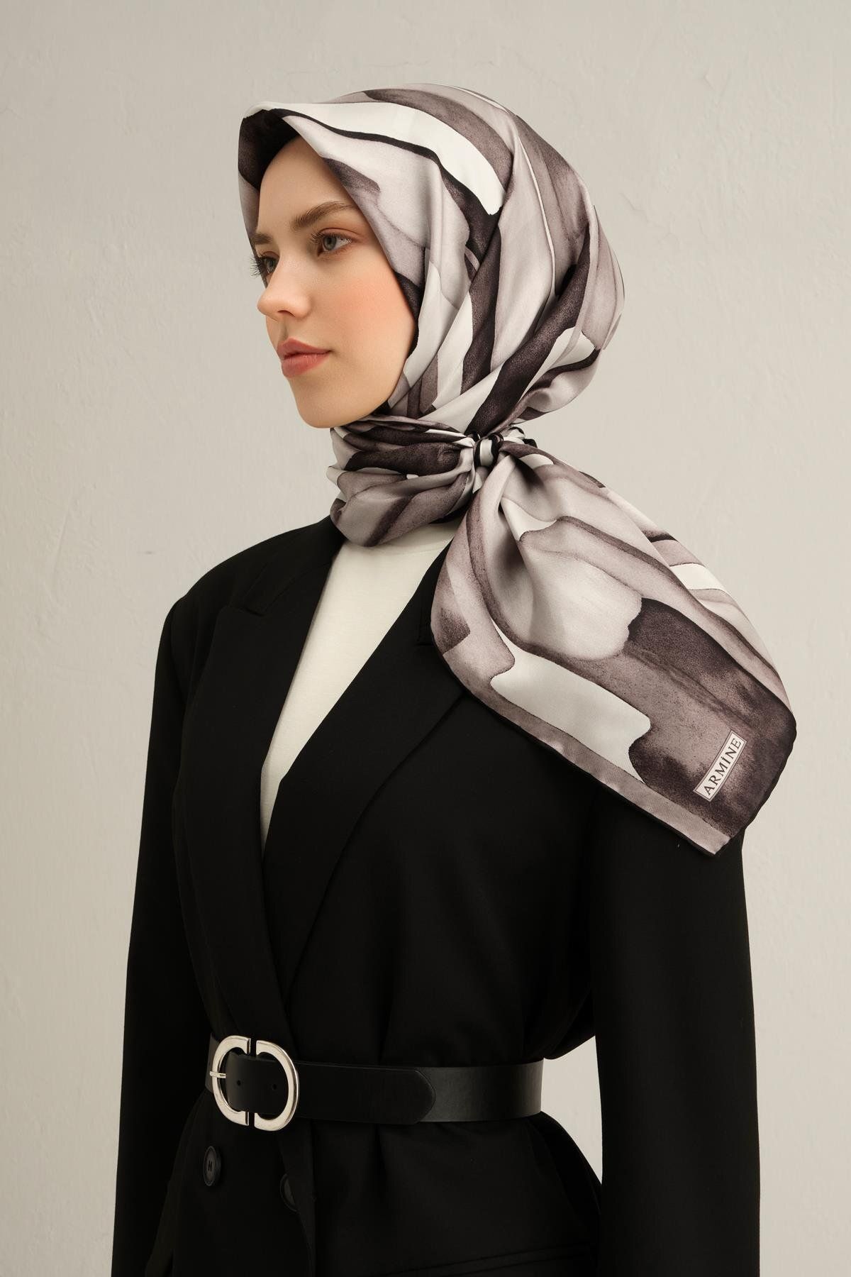 Armine Desenli Saf İpek Twill Eşarp 9306- 03