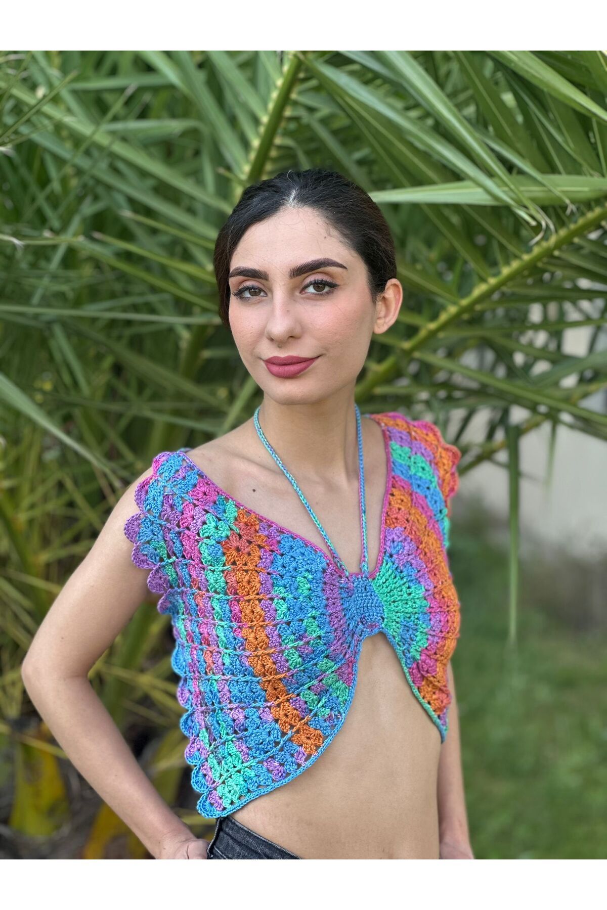 Gönülden Tasarım EL ÖRGÜSÜ KELEBEK CROP BÜSTİYER STANDART BEDEN