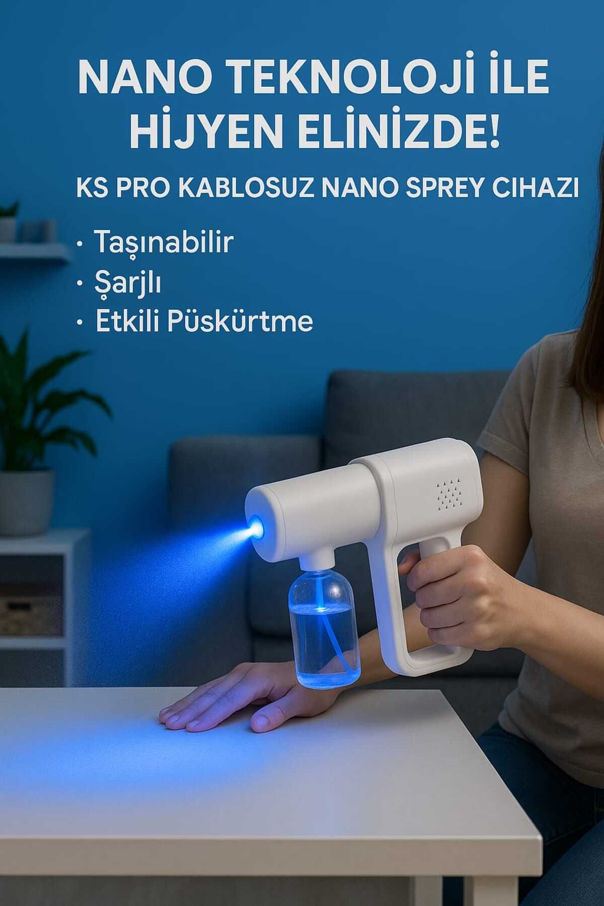 GROVİNG HAİR Kablosuz Nano Sprey Makinesi Dezenfekt, Parfüm ve Su Bazlı Sıvılar İçin Taşınabilir Püskürtücü Cihaz