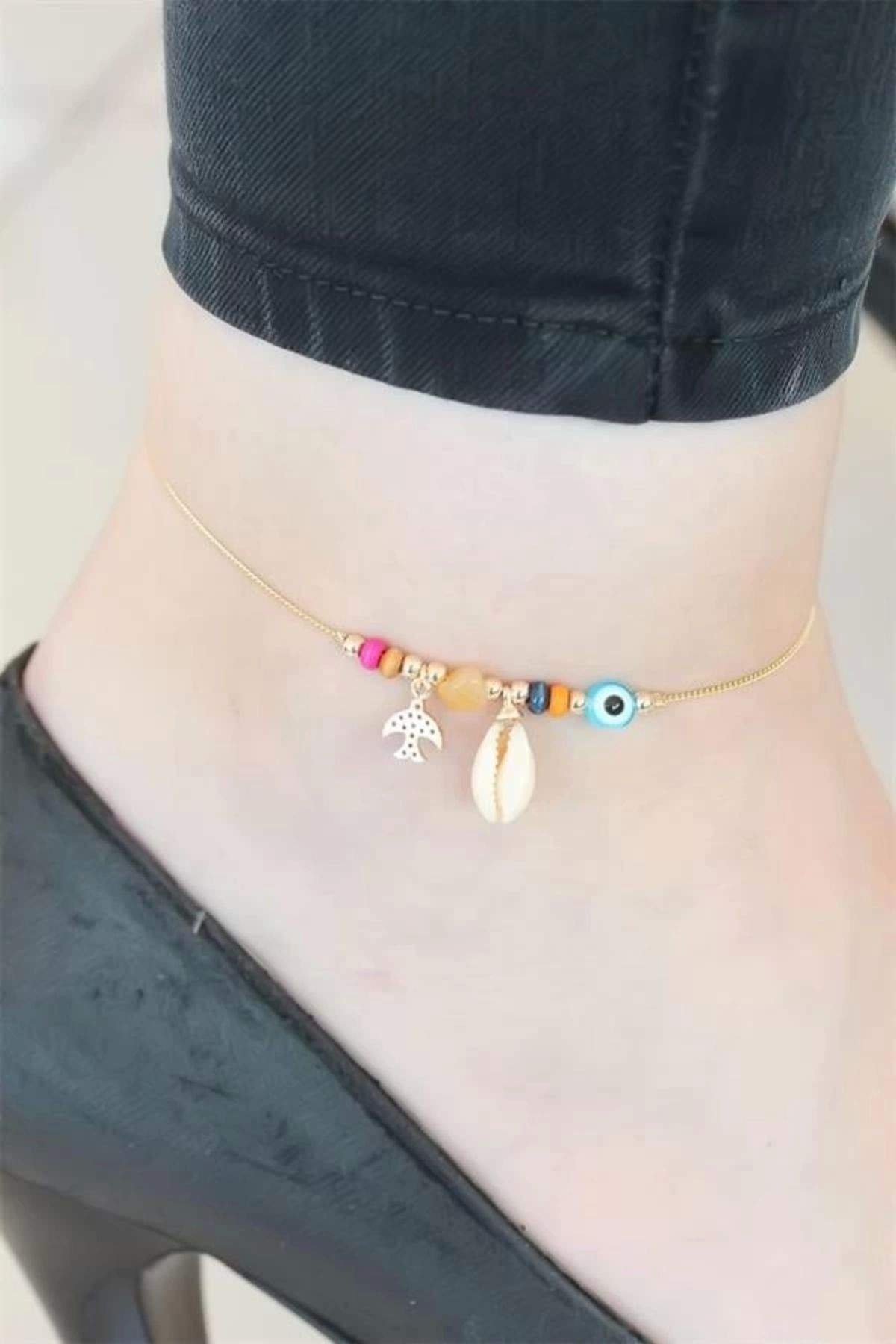 FASHIONLINE Gold Renk Deniz Kabuğu Figürlü Hal Hal