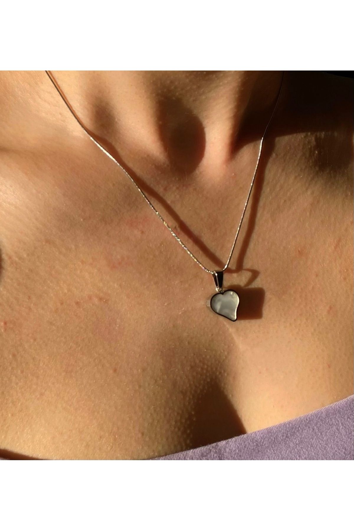 B&E SHİNE JEWERLY “Kararmaz Çelik Kalp Detay Kolye”