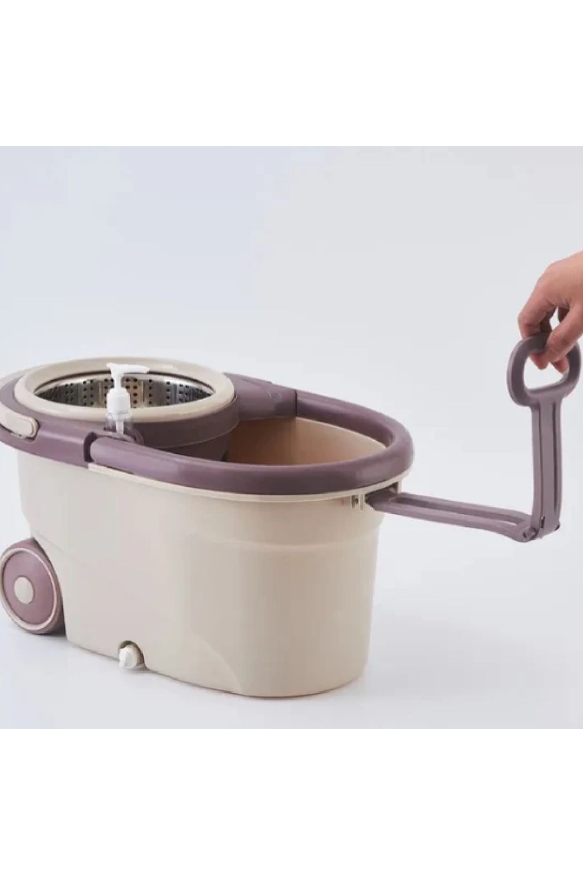 PAA-home-PAA-home Rotary Mop Set with Bucket on Wheels, 360° Handle, Removable Basket, 2 Microfiber Cloths 6