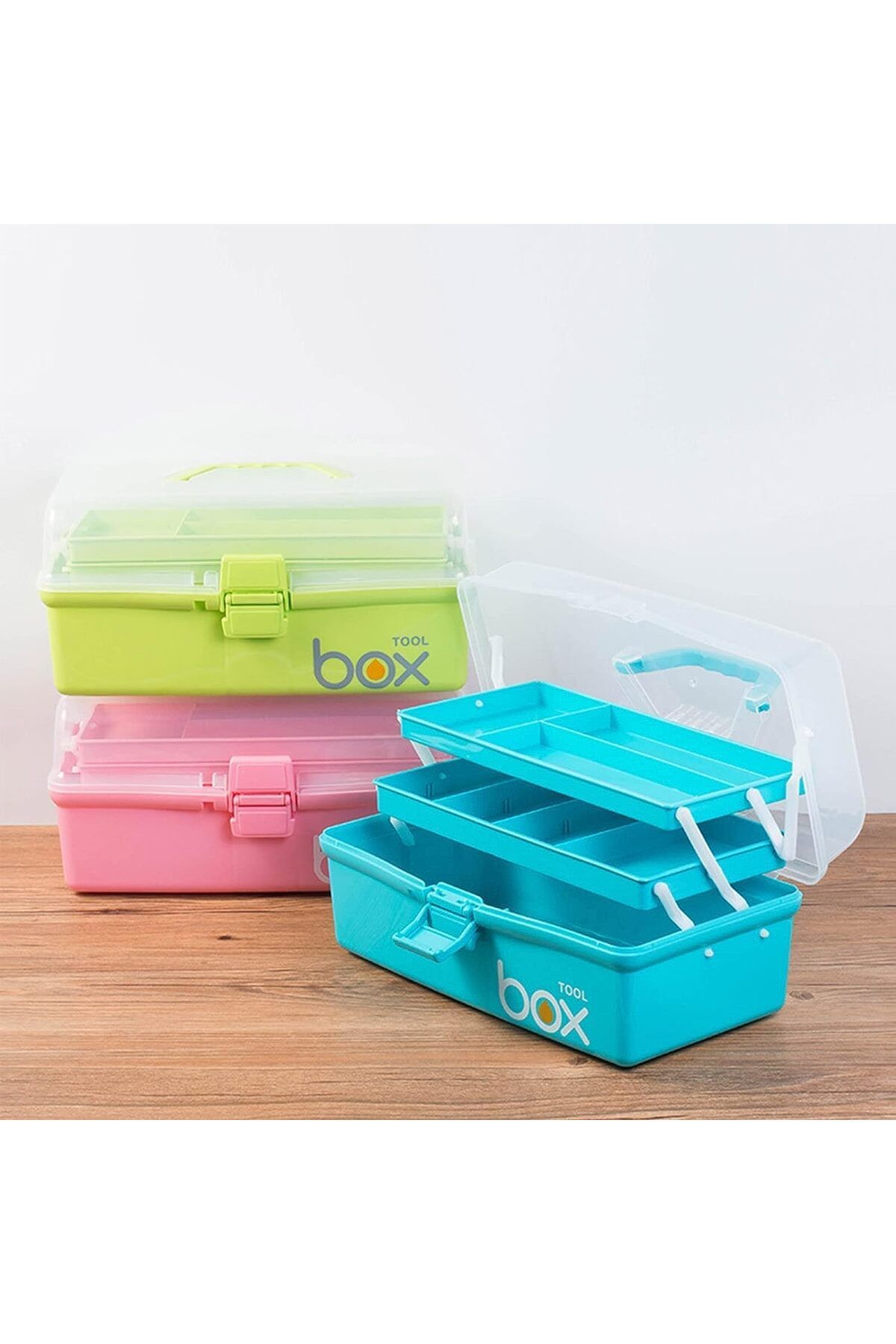 fulina-13,2'' Three-Layer Clear Plastic Storage Box,Multipurpose,Portable,for Art & Crafts,Sewing Supplies 7