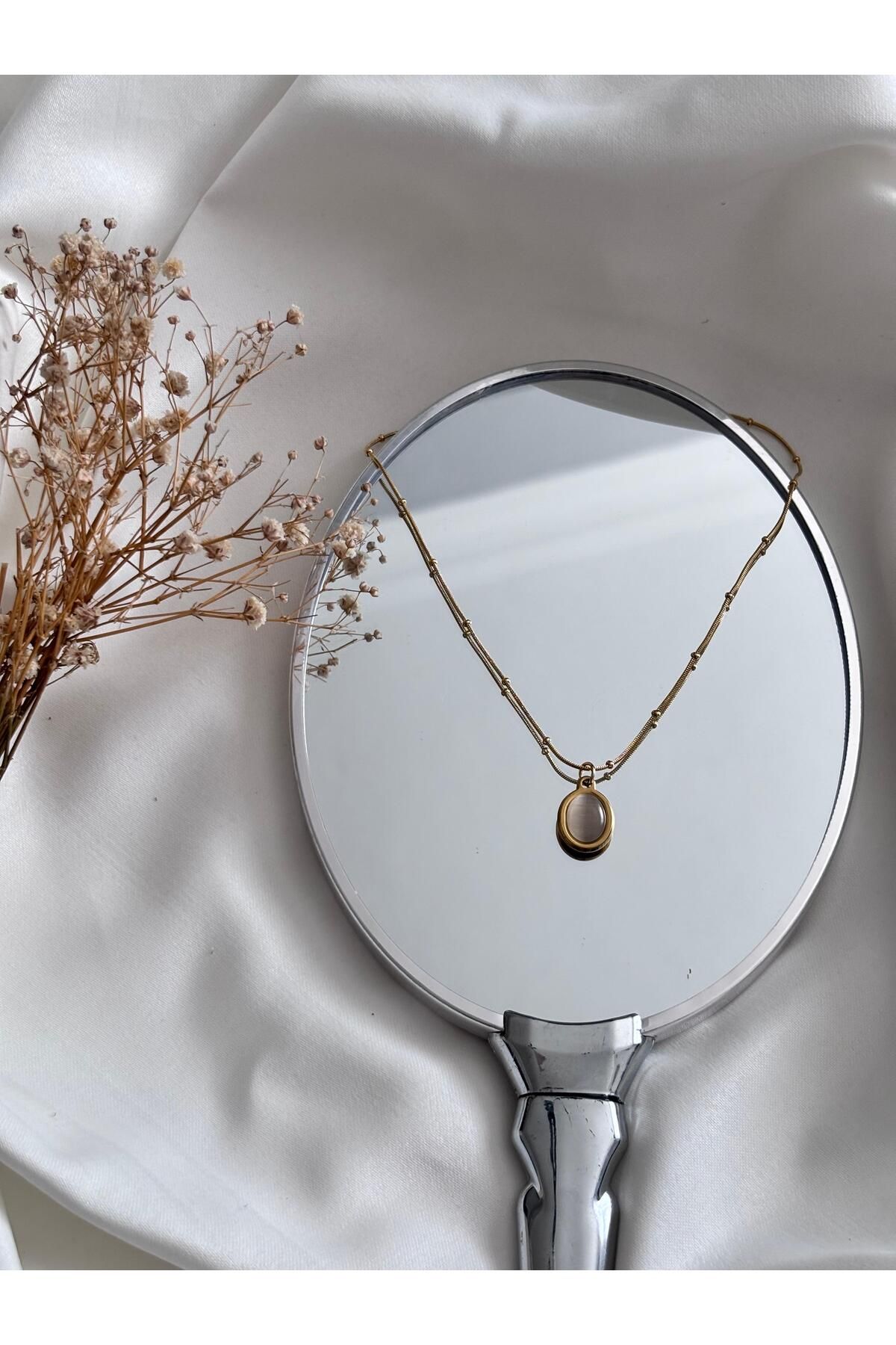 MODA Dorika Zincirli Daire Kolye-Gold