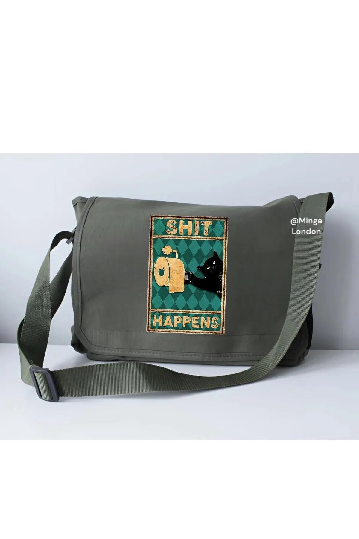 DEEFWEAR Kaki Shit Happens Cat School, Curs, Sala De Clasă Geantă Messenger Unisex - One Size