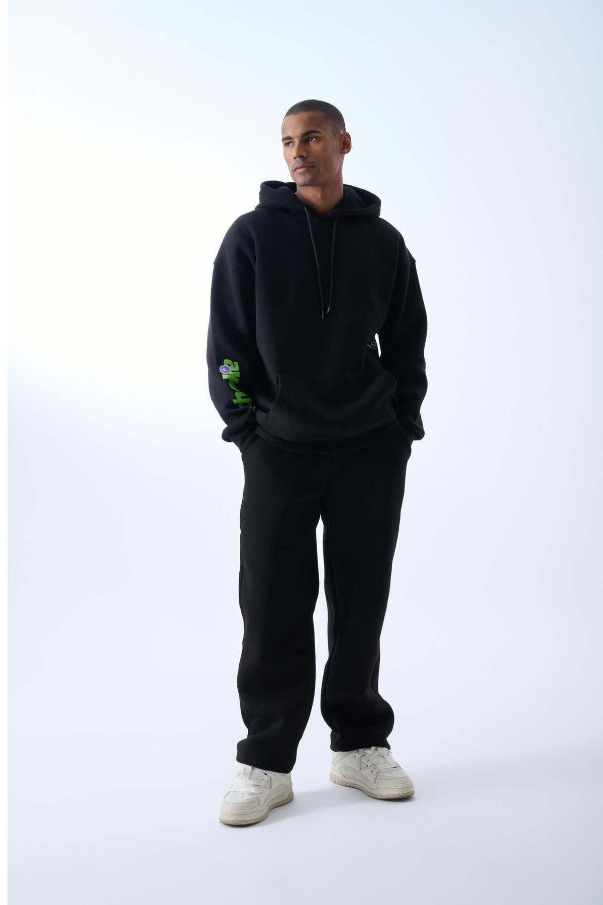 jaceyjace Echoke Kapüşonlu Oversize Sweatshirt - Siyah