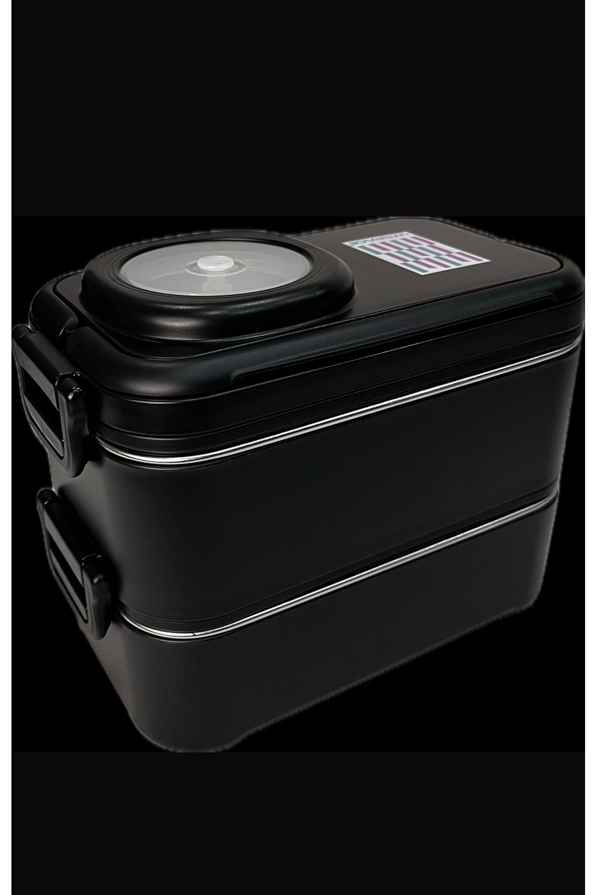 Uzspace Paslanmaz Çelik 1200ml İki Katlı Yalıtımlı Çatal Kaşıklı Sos Kaseli Lunch Box Sefer Tası 8023-49