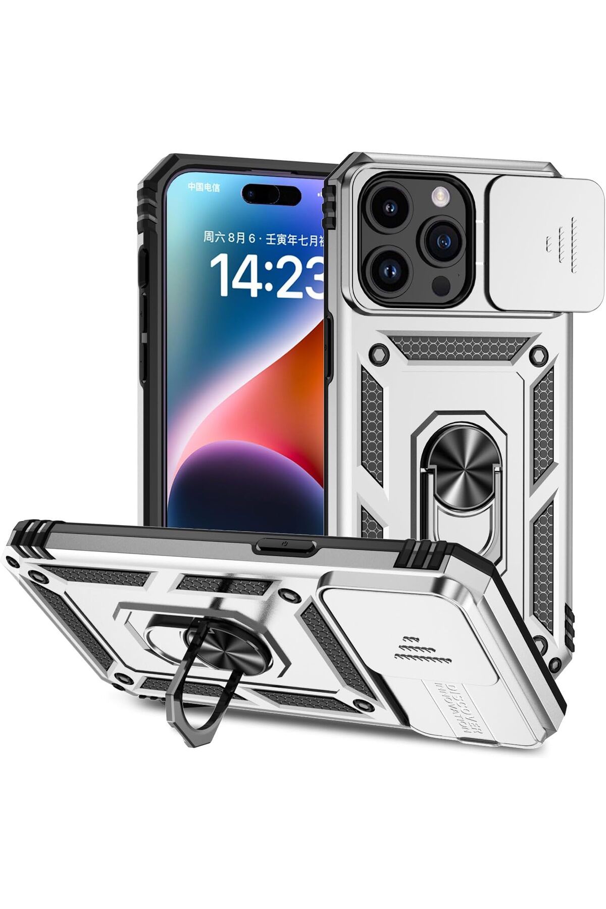 Rivor Apple iPhone 11 Pro Uyumlu Kılıf Kamera Sürgülü Standlı Yüzüklü Darbe Emici Zırh Koruyucu Tank Kapak