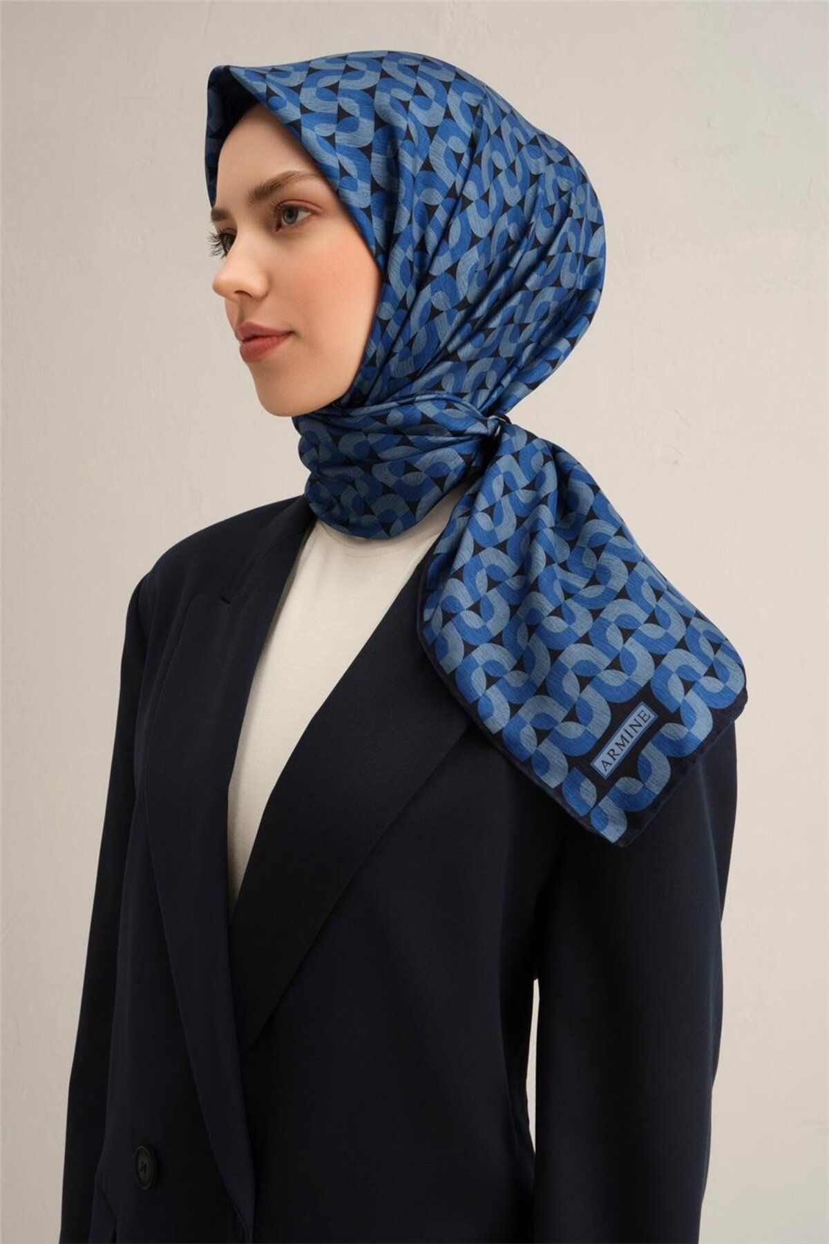 Desenli Saf Ipek Twill Eşarp 9321- 57 - 2