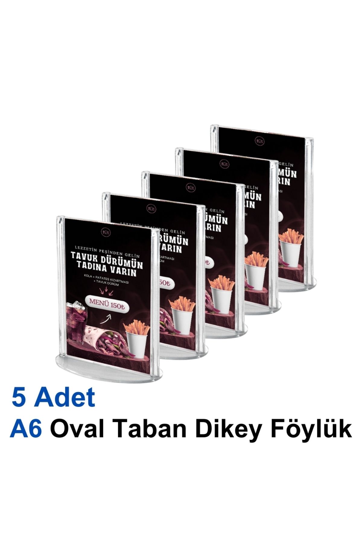 Karlobi A6 Oval Taban Dikey Föylük - 5 Adet | Upright Föylük | - | Masaüstü Menü |