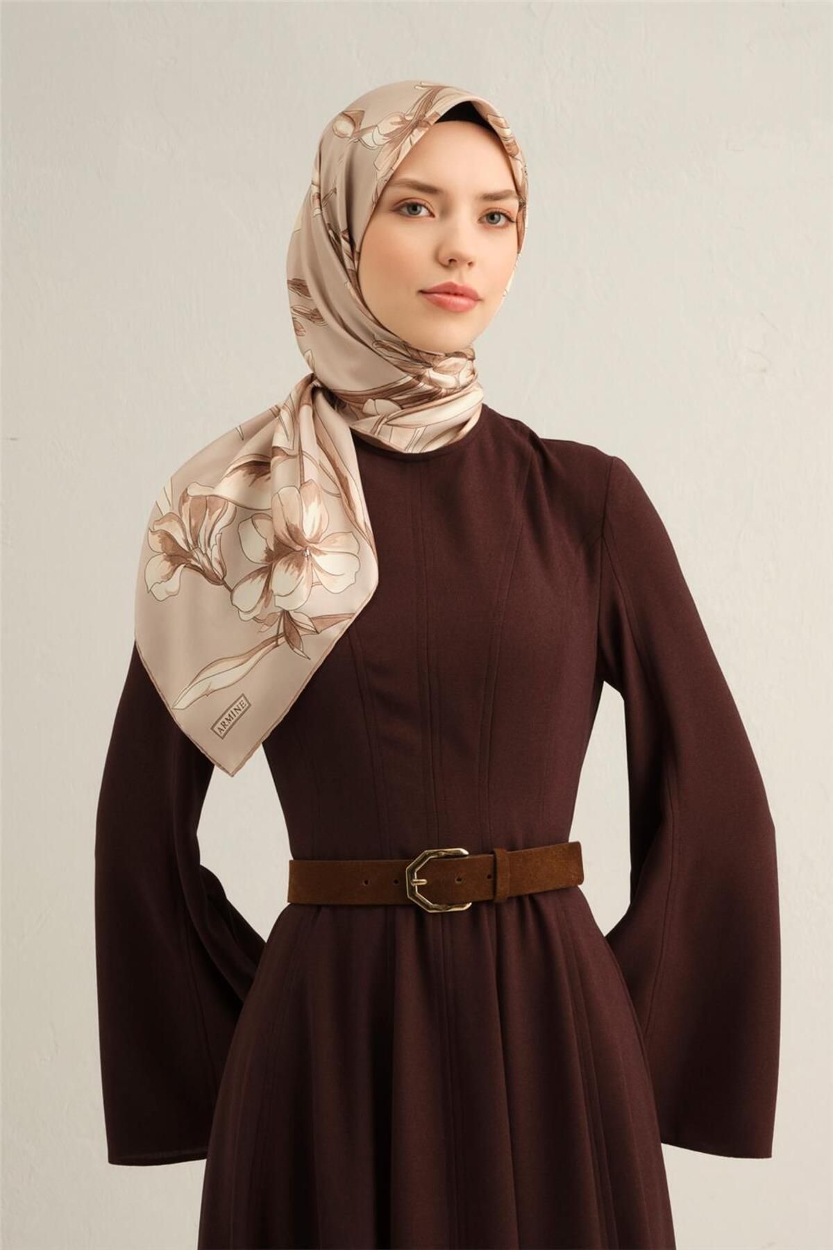Armine Desenli Saf İpek Sura Eşarp 9324- 32
