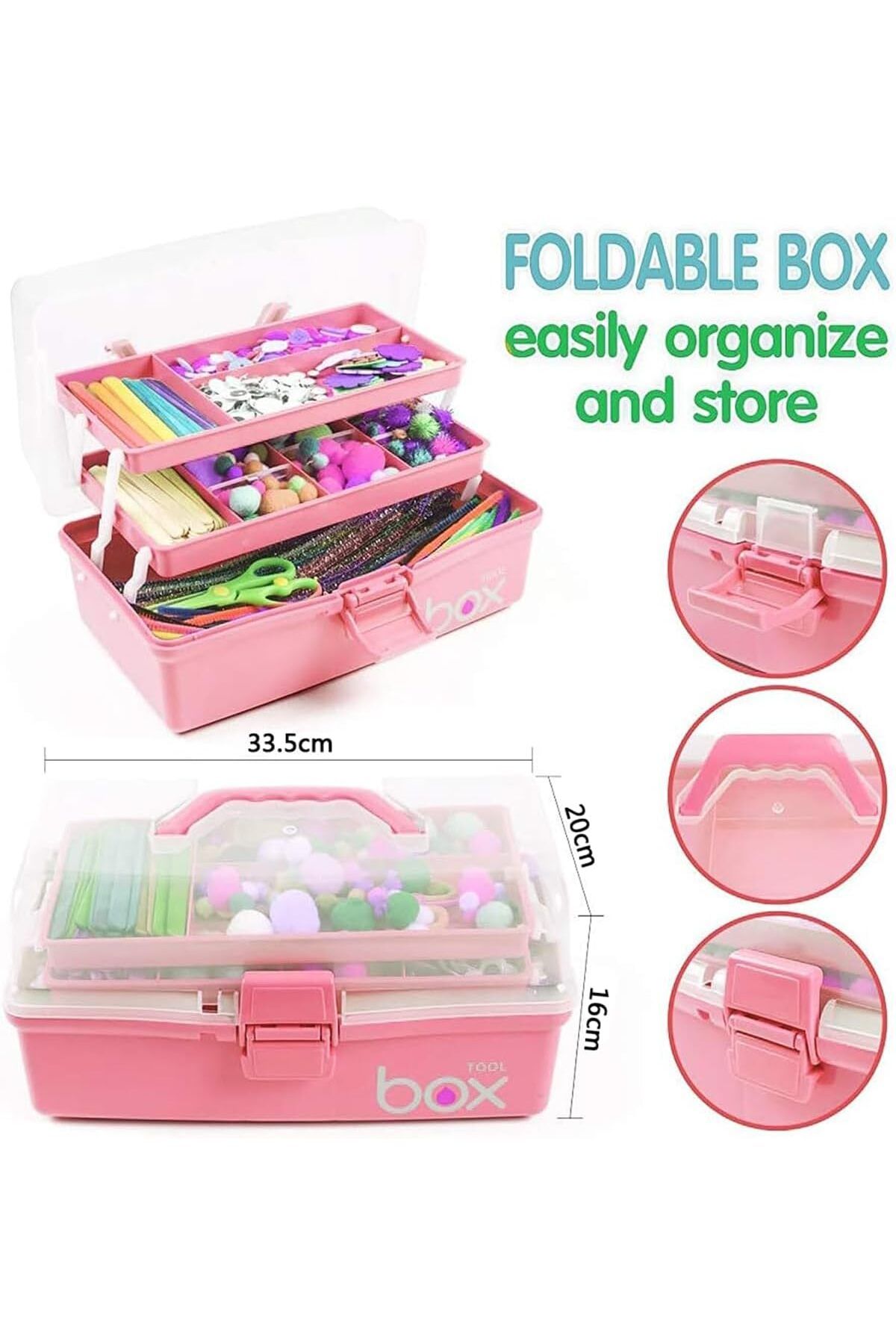 fulina-13,2'' Three-Layer Clear Plastic Storage Box,Multipurpose,Portable,for Art & Crafts,Sewing Supplies 4