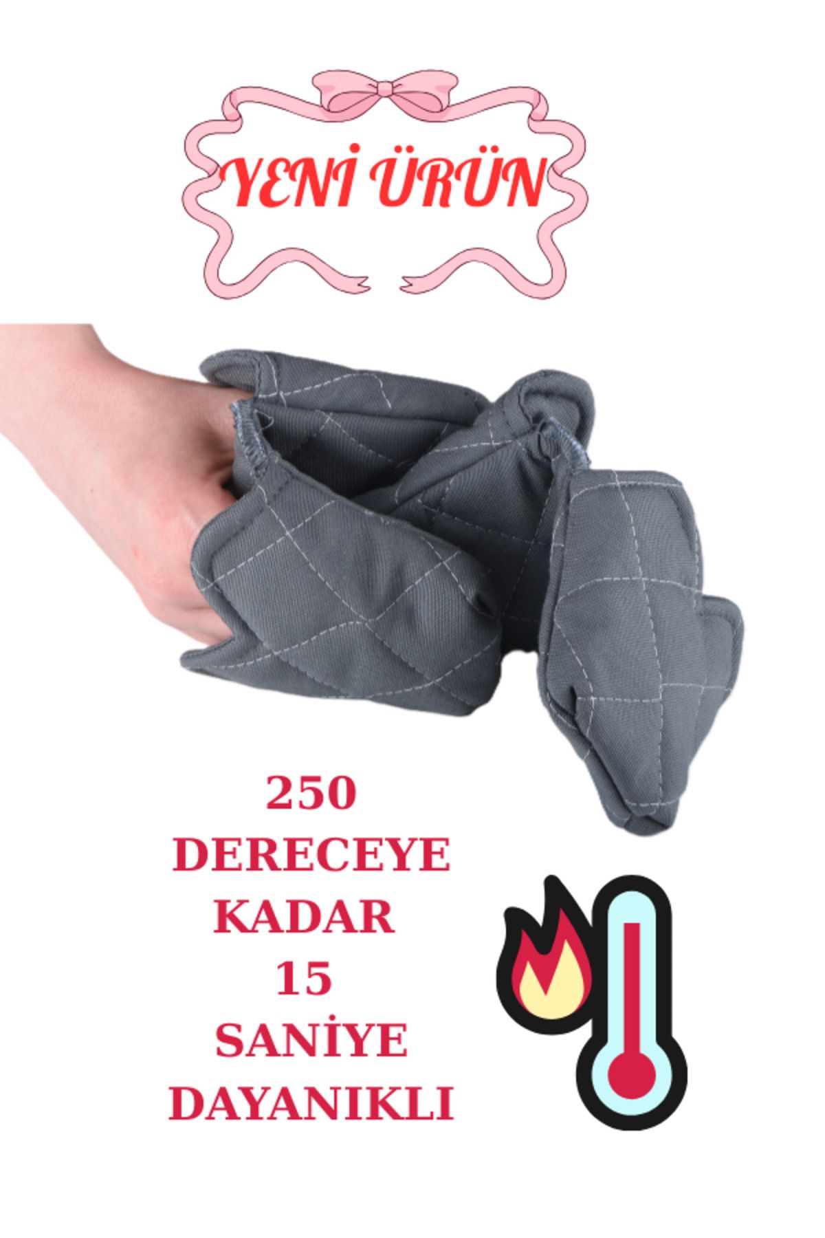 ROZET TEKSTİL Crab Isı Yalıtımlı Isı Geçirmeyen Kumaş Fırın Tutacağı Tencere Tepsi Tutamaç 2 Adet Silikon değil