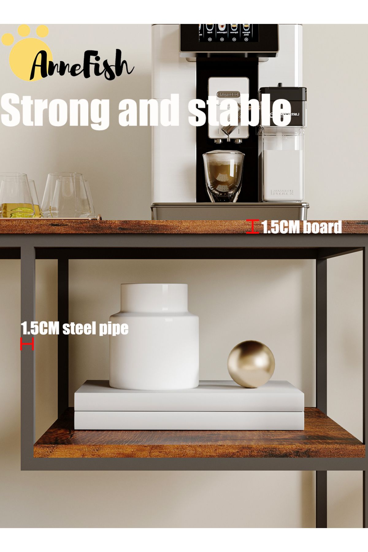 AnneFish-3Tier Console Table Sofa Table with Storage Shelf and Entryway Table Couch Hallway Entrance Living 4