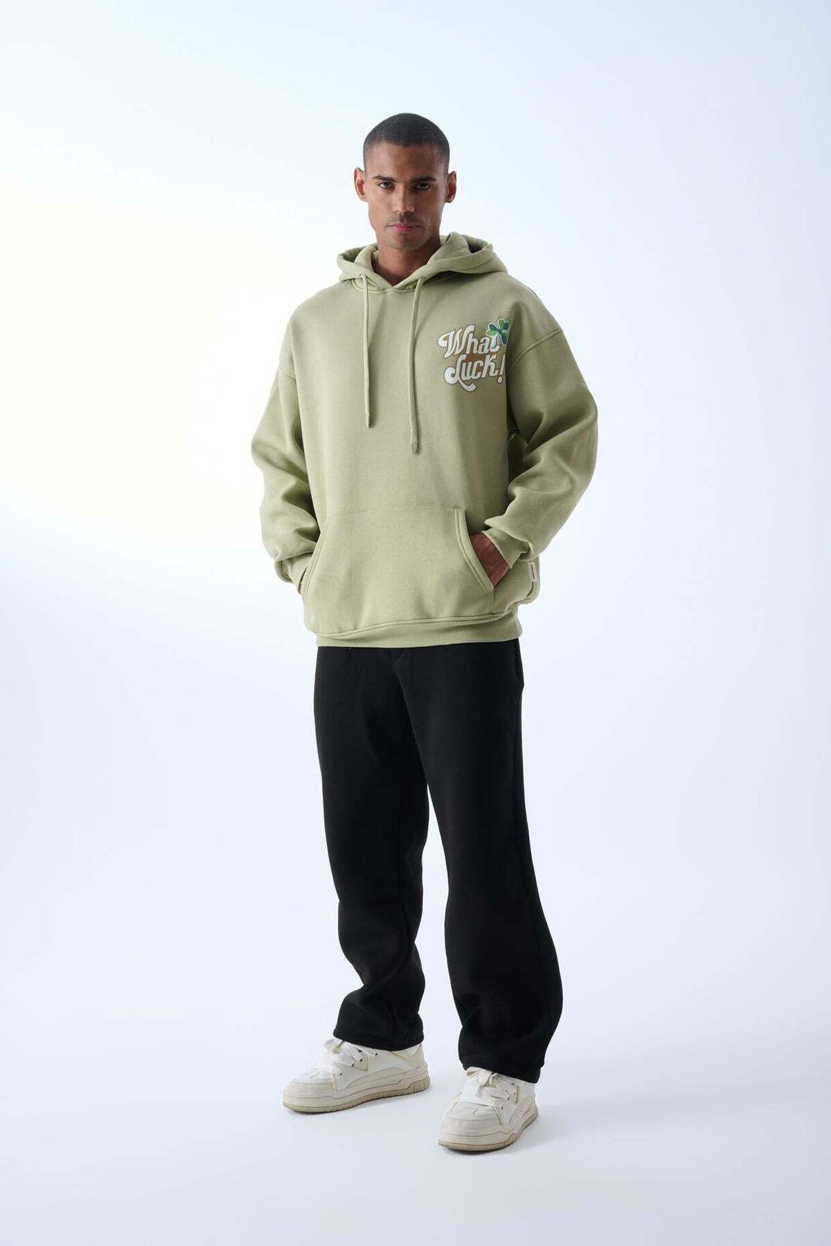 jaceyjace What Luck Kapüşonlu Oversize Sweatshirt - Çağla