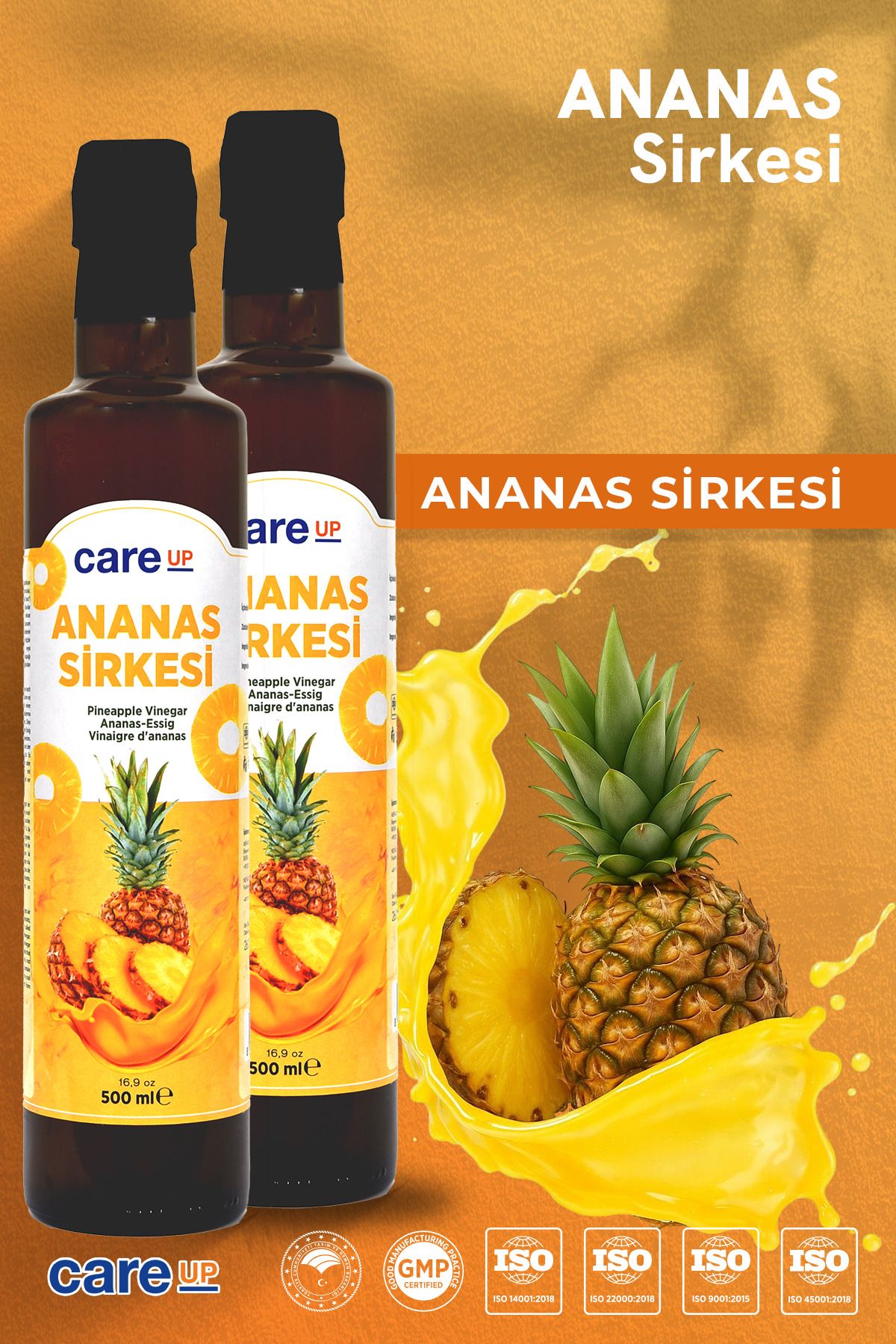 careup Ananas Sirkesi Doğal Fermantasyon Ödem, Bağışıklık, Fit, Incelme 500 ml X 2 Adet