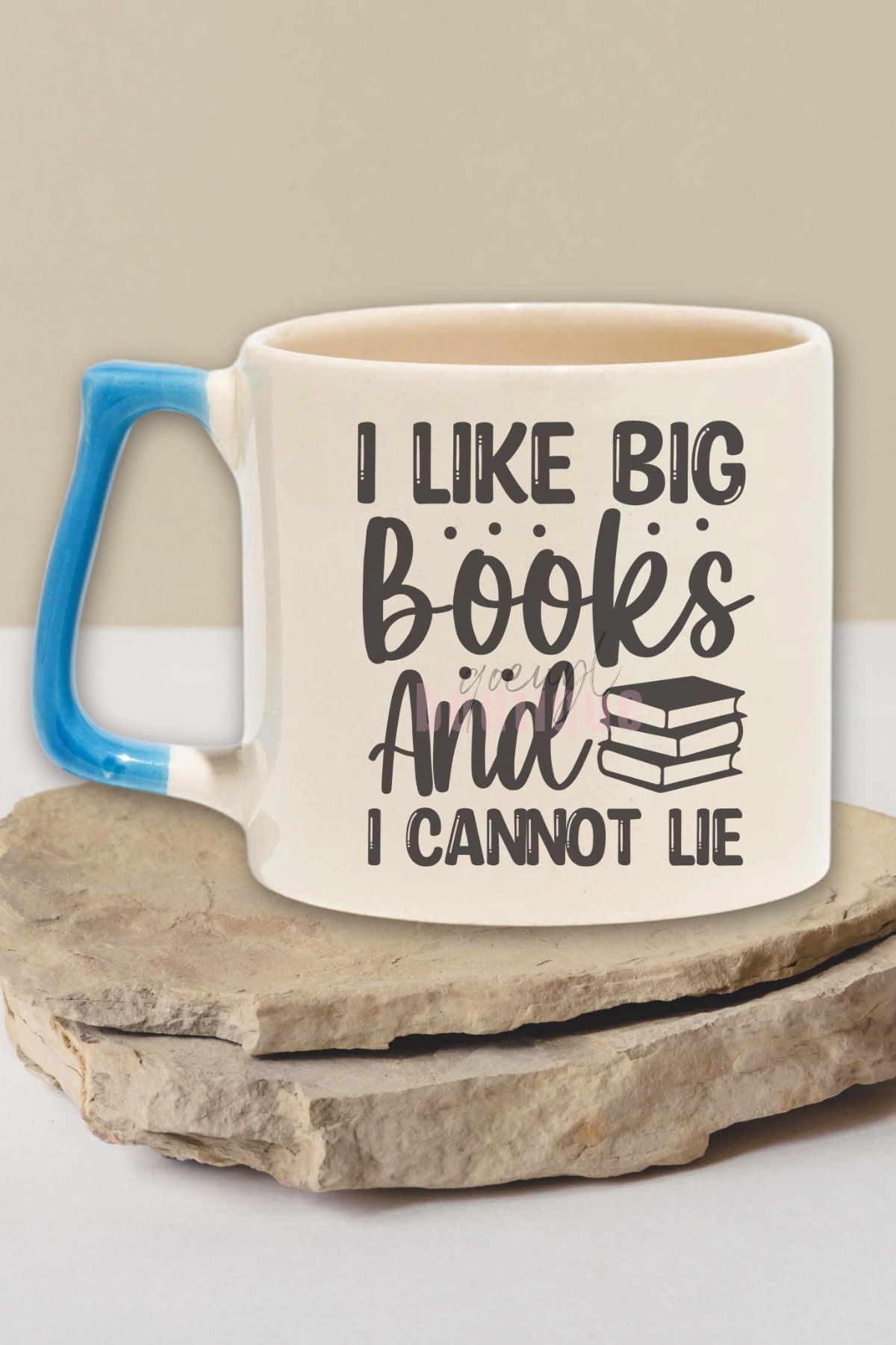 qoeuyl boutique I Like Big Books And I Cannot Lie Yazılı Komik Kitap Aşkı Hediyelik Mavi Kulplu Kupa Bardak