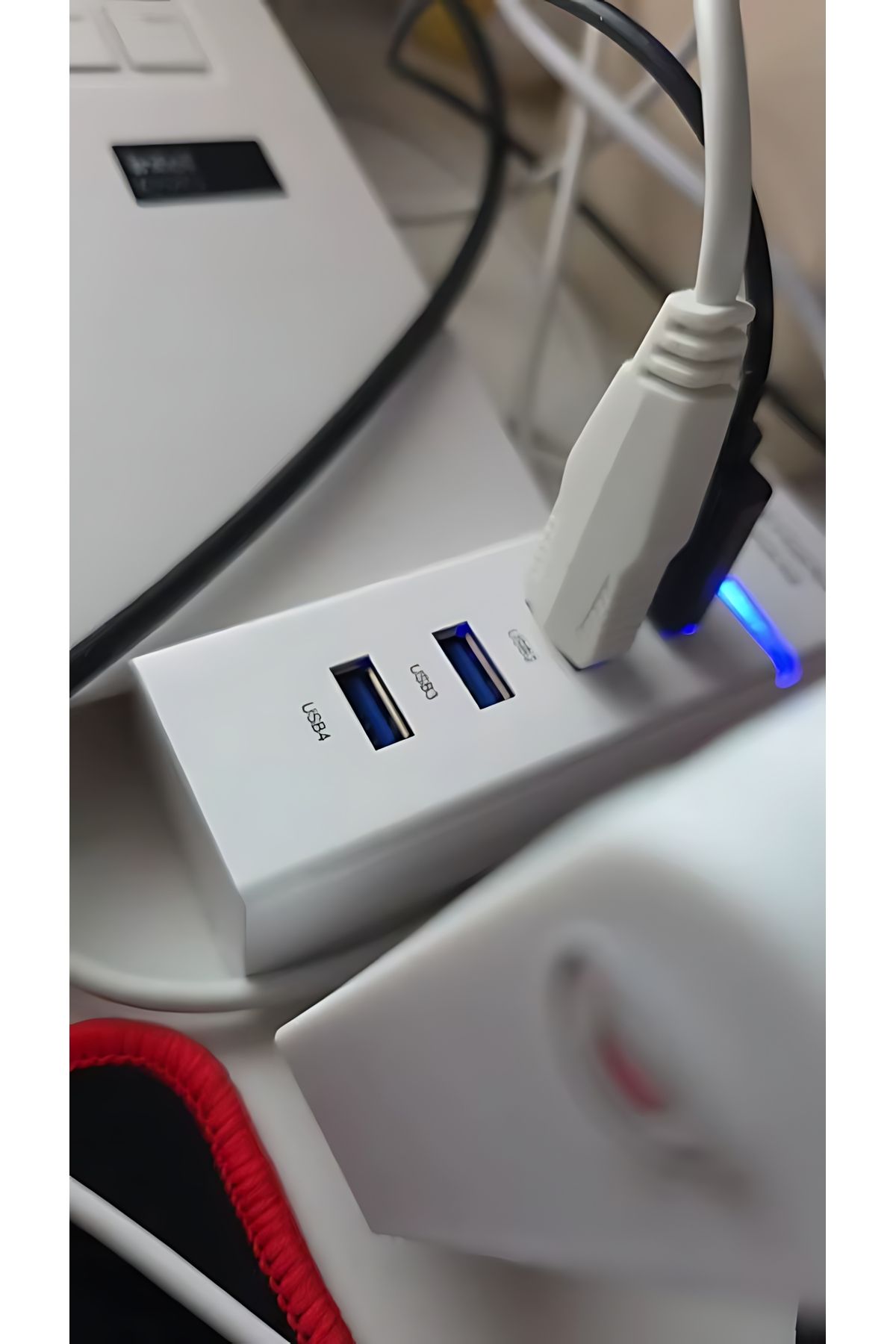 Others-USB 3.0 4-Port Portable Hub with 30cm USB 3.0 Cable with Super Speed 5 Gbps (White) 3