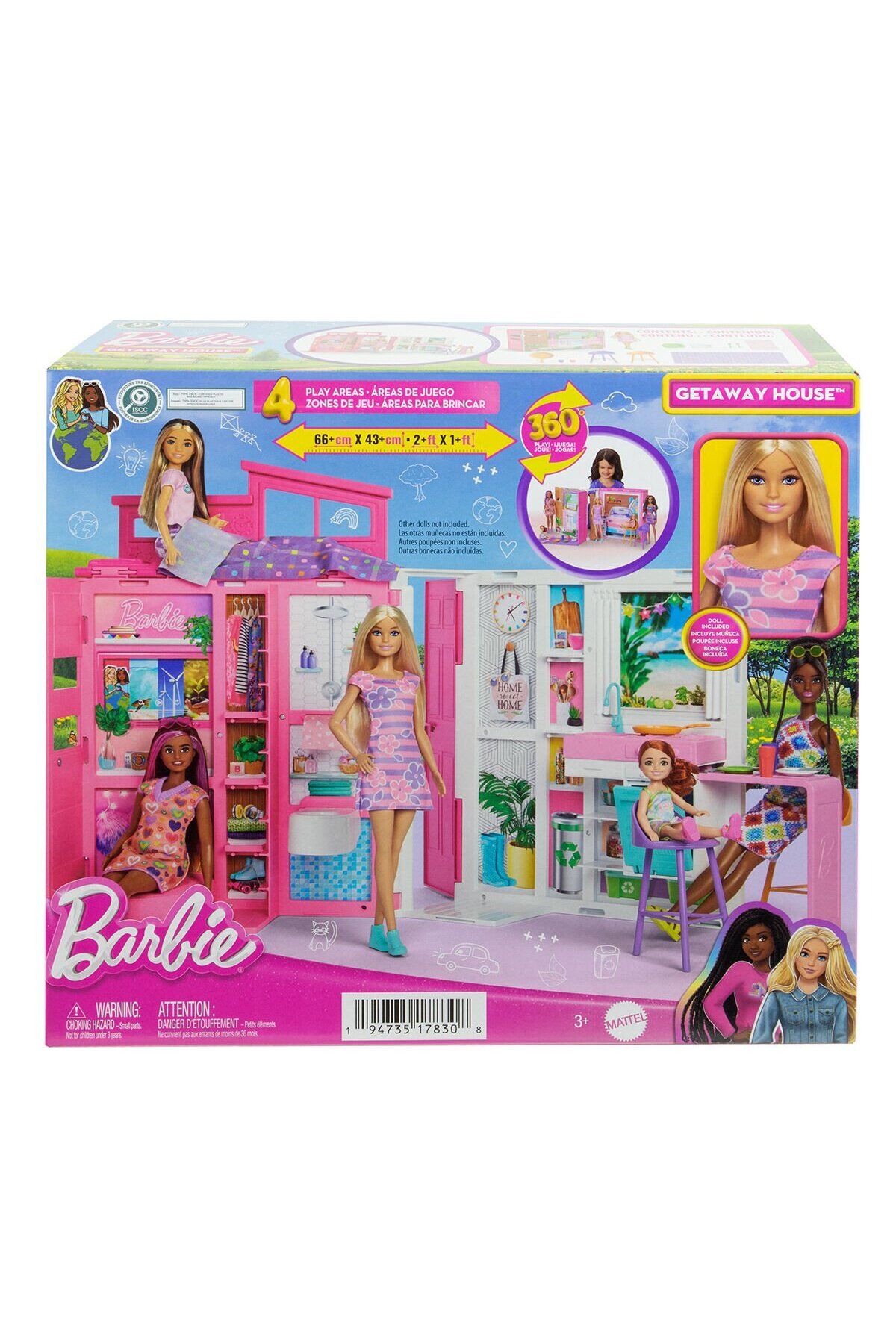 NillyToys HRJ77 Barbienin Yeni Portatif Evi 2024 (Sarı Saçlı Bebek Dahil)