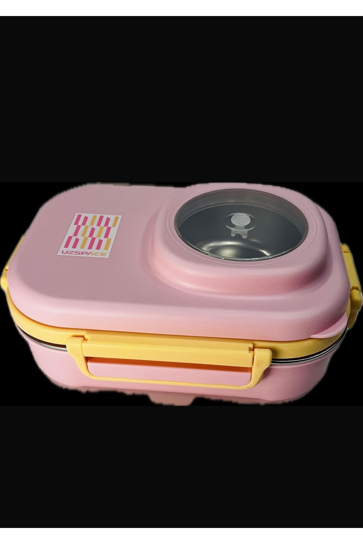 Uzspace-Stainless Steel 600ml Single Layer Insulated Lunch Box with Spoon and Fork Lunch Box 8021-92 8