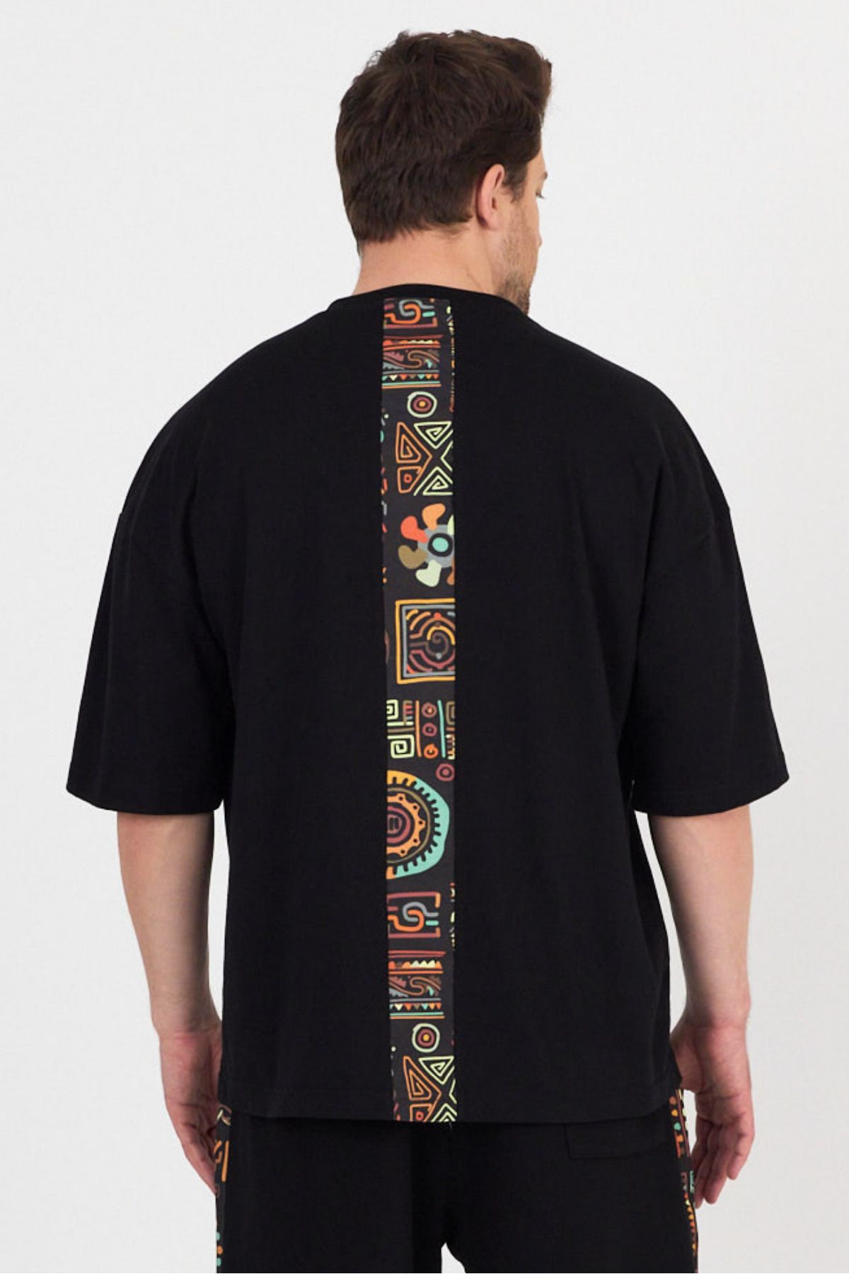 Hoodraze Erkek Arka Garnili T-shirt Oversize