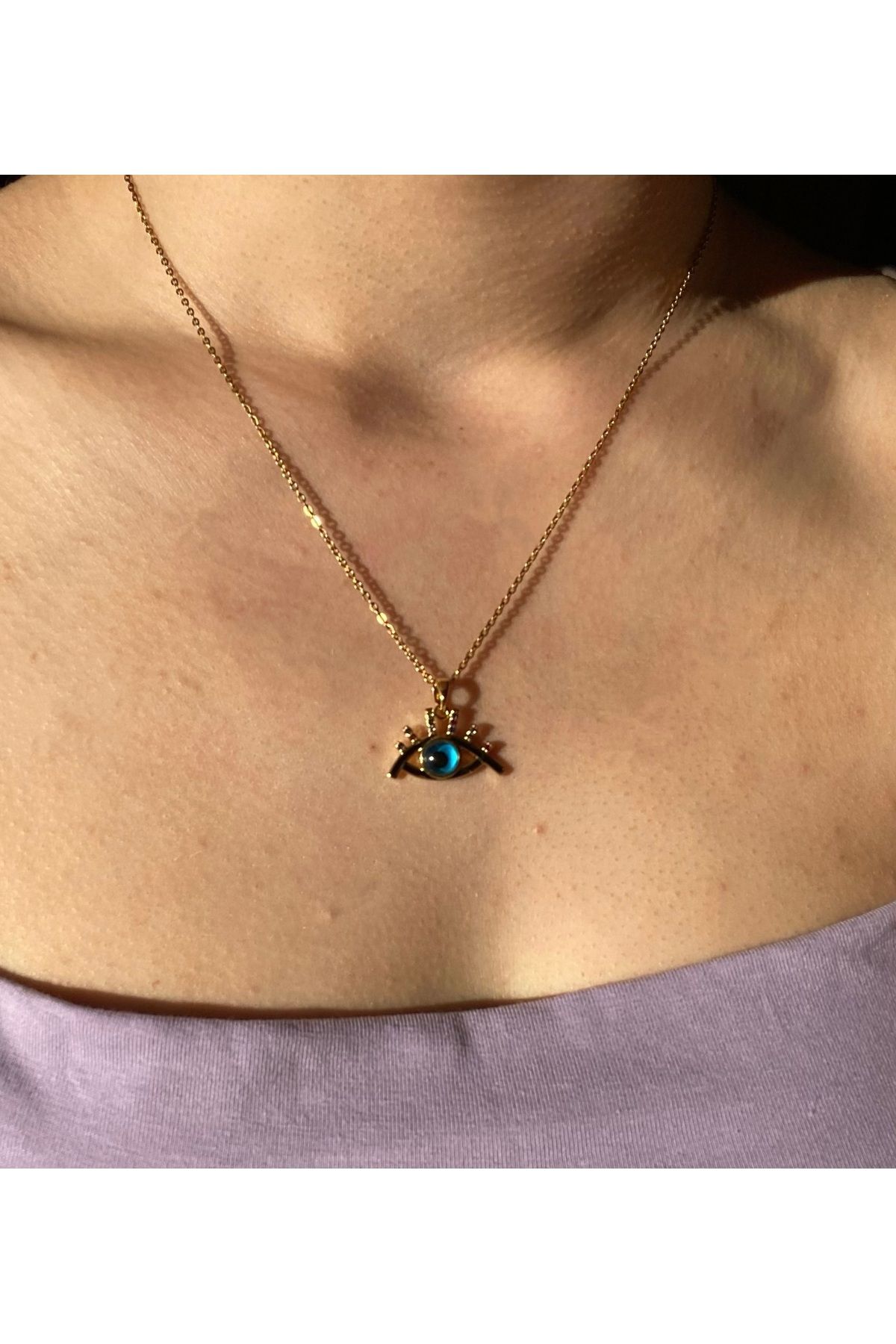B&E SHİNE JEWERLY “Kararmaz Çelik Göz Detay Kolye”