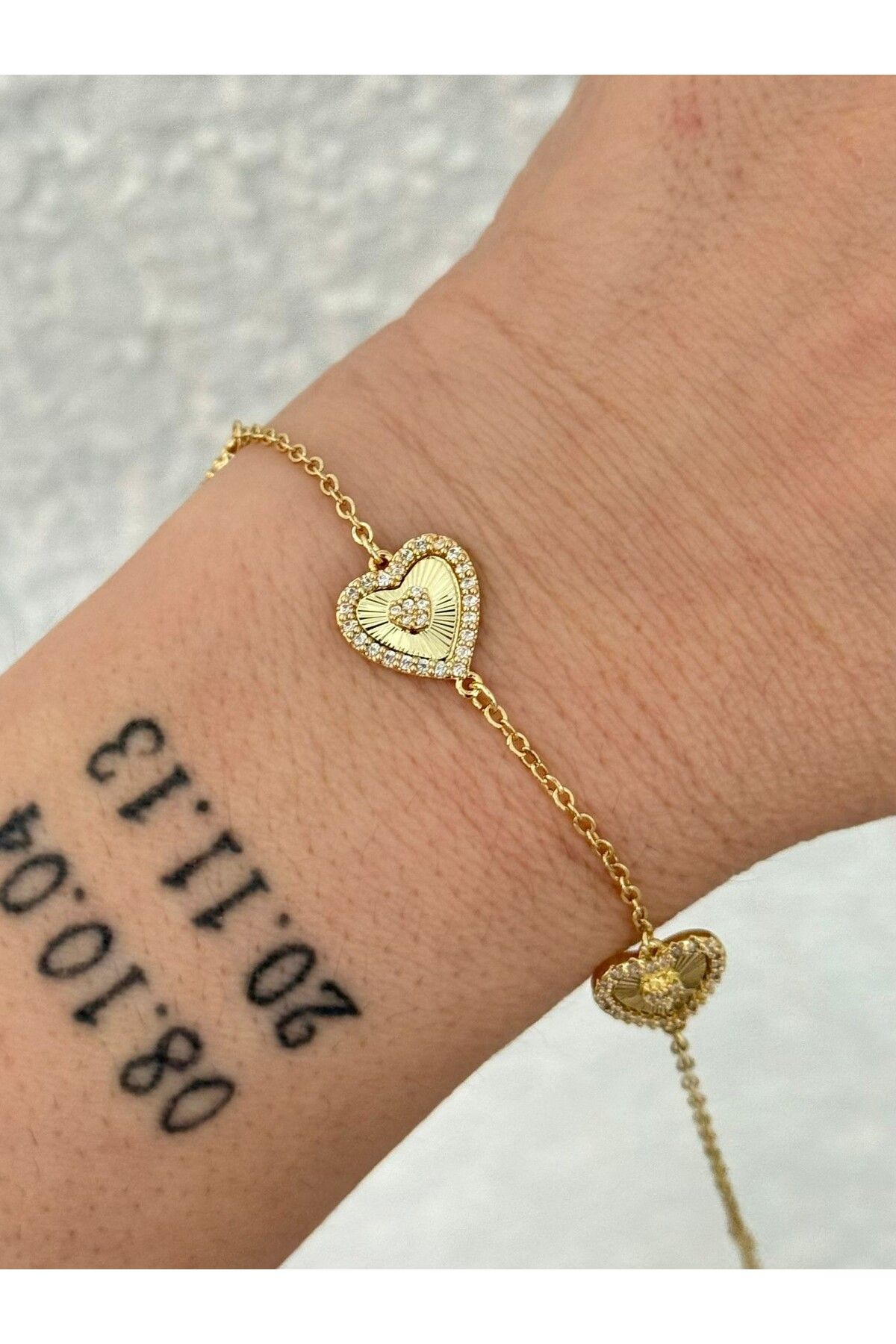 MyladyAccessoriess Zirkon Taş Ve Kalp Detay Çelik Bileklik