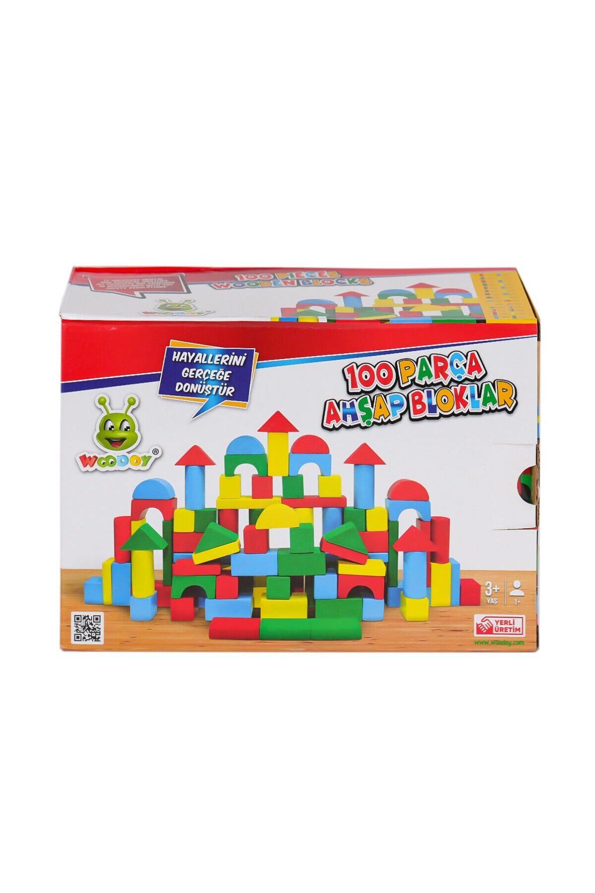 NillyToys KR085 Woodoy Ahşap Renkli Bloklar 100 Parça -Karsan Oyuncak