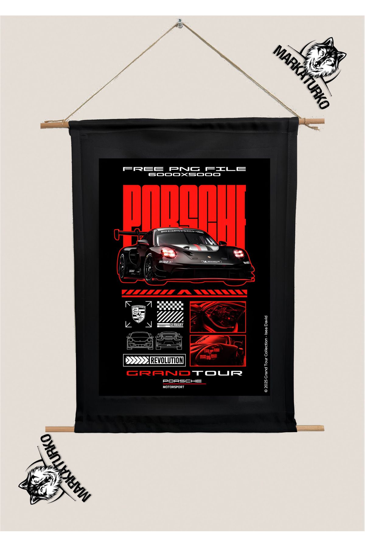 MarkaTurko PORSCHE ÖZEL TASARIM SÜBLİMASYON BASKI TABLO 1976-37