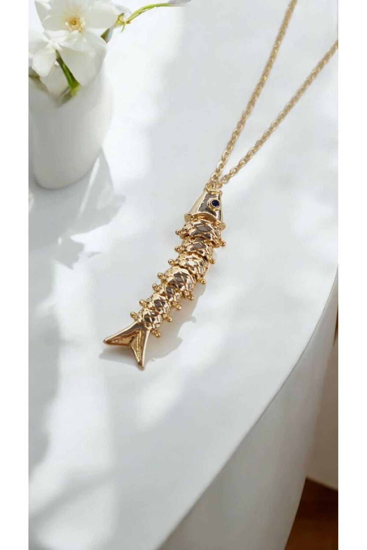 İNİTİUM Premium Seri Paslanmaz Çelik Gold Balık Kolye