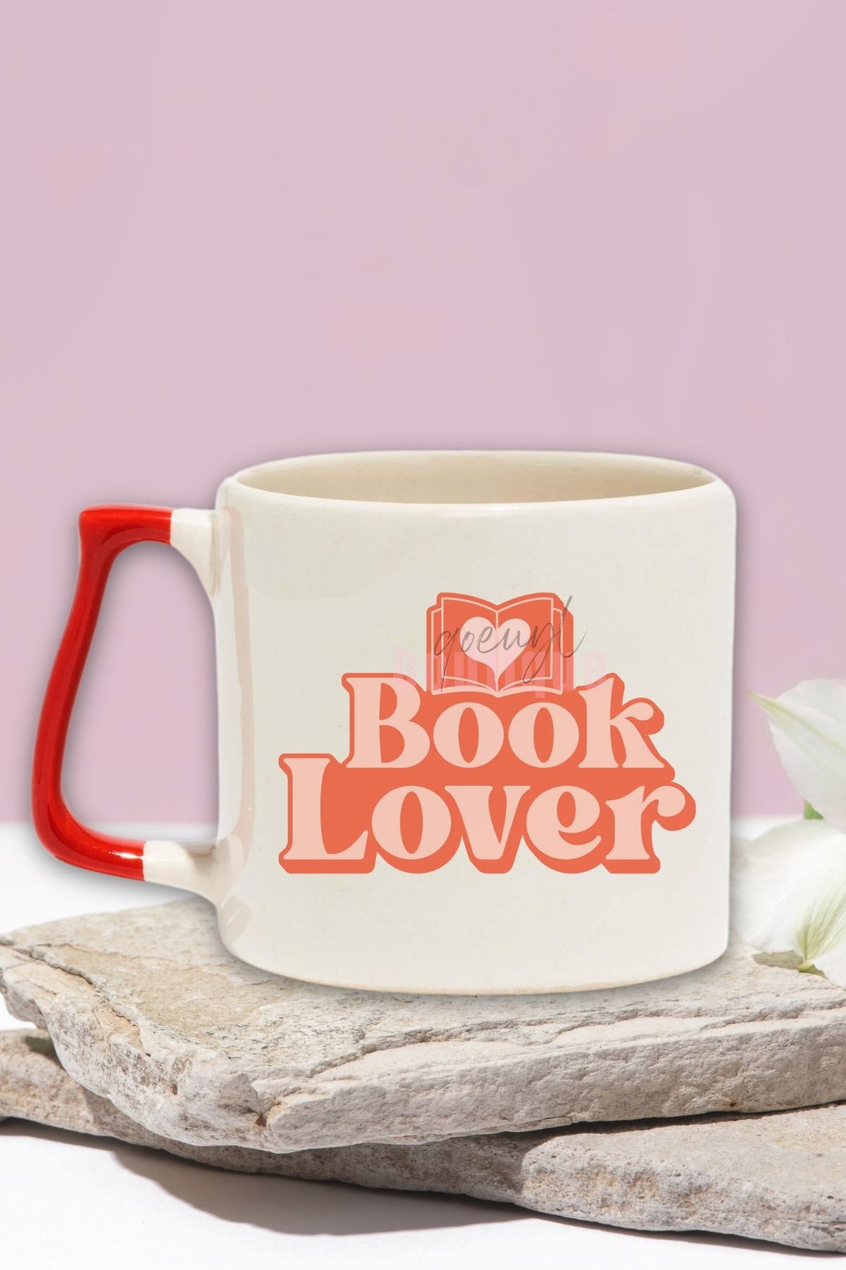 qoeuyl boutique Book Lover Klasik Yazılı Kitapsever Hediyelik Kırmızı Kulplu Kupa Bardak
