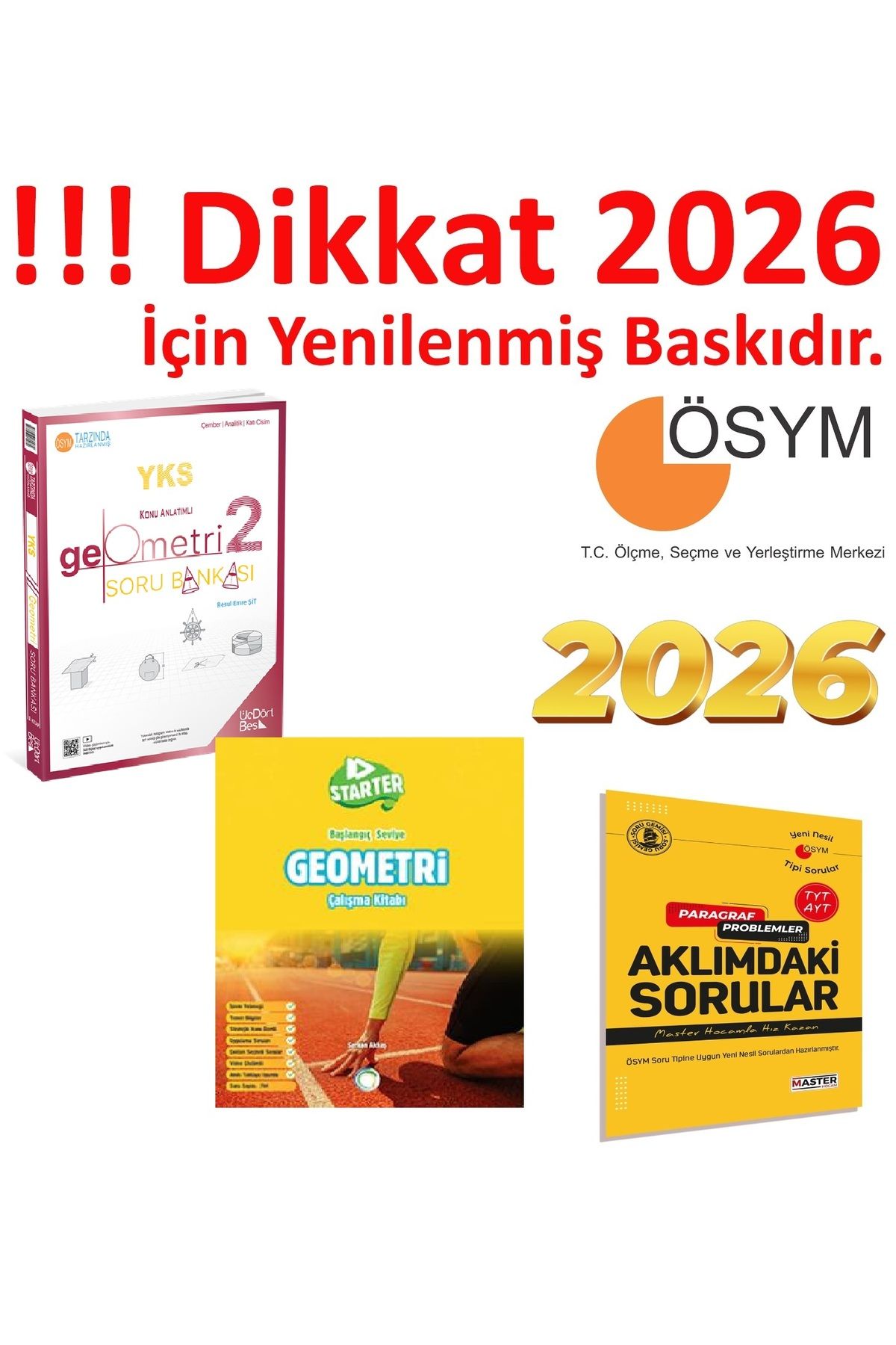 Üç Dört Beş Yayıncılık Üç Dört Beş YKS Geometri 2 Soru Bankası & Okyanus Starter Geometri Çalışma Kitabı Güncel Baskı